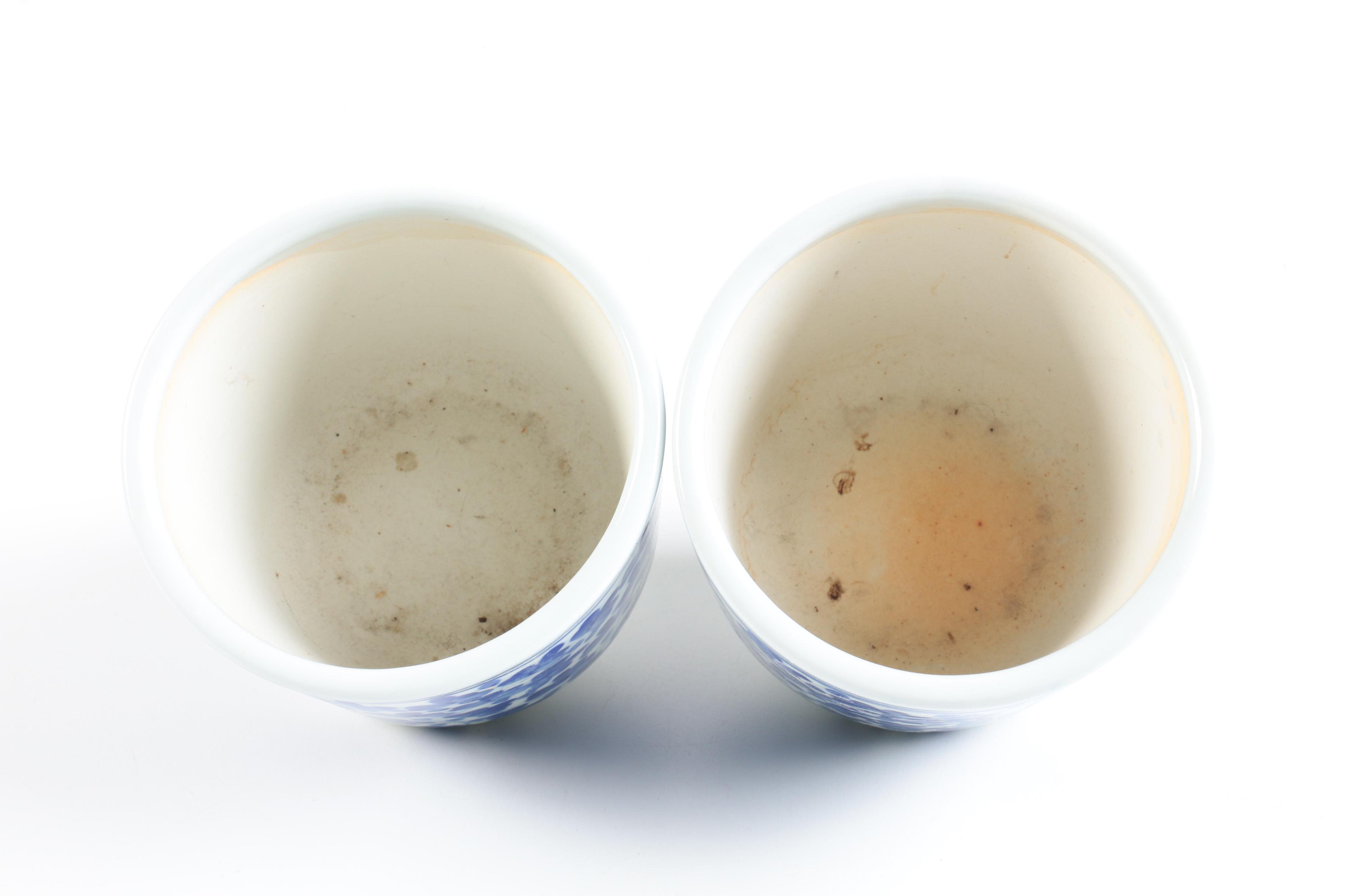 Assorted Blue and White Ceramic Planters