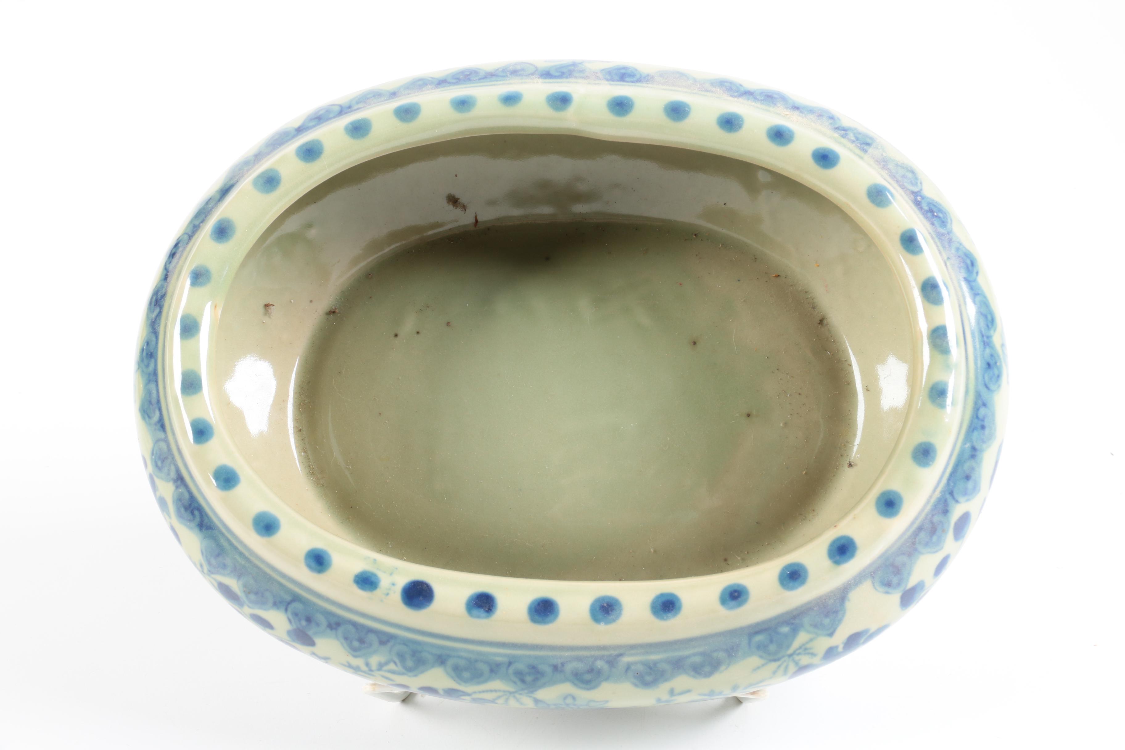 Assorted Blue and White Ceramic Planters