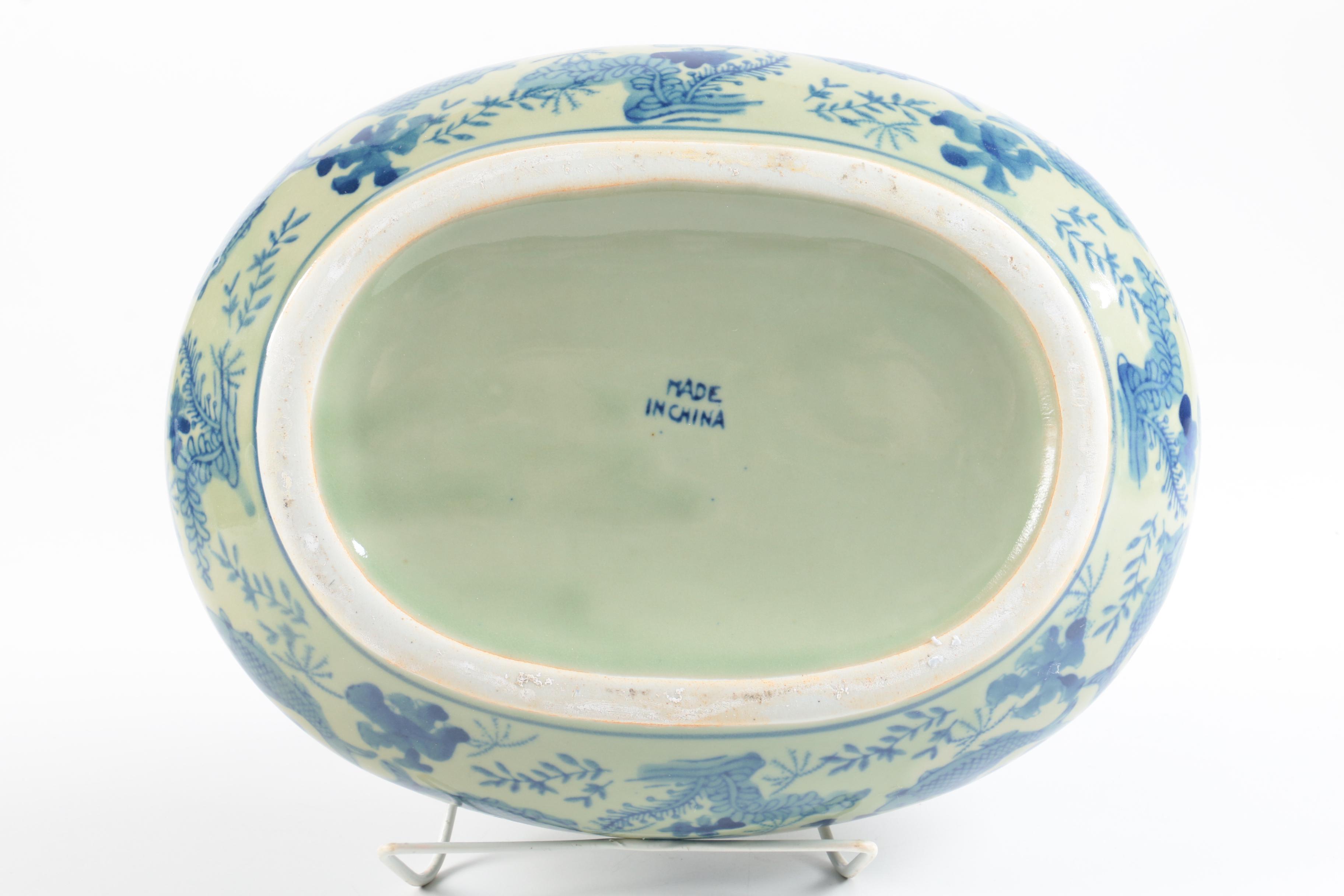 Assorted Blue and White Ceramic Planters