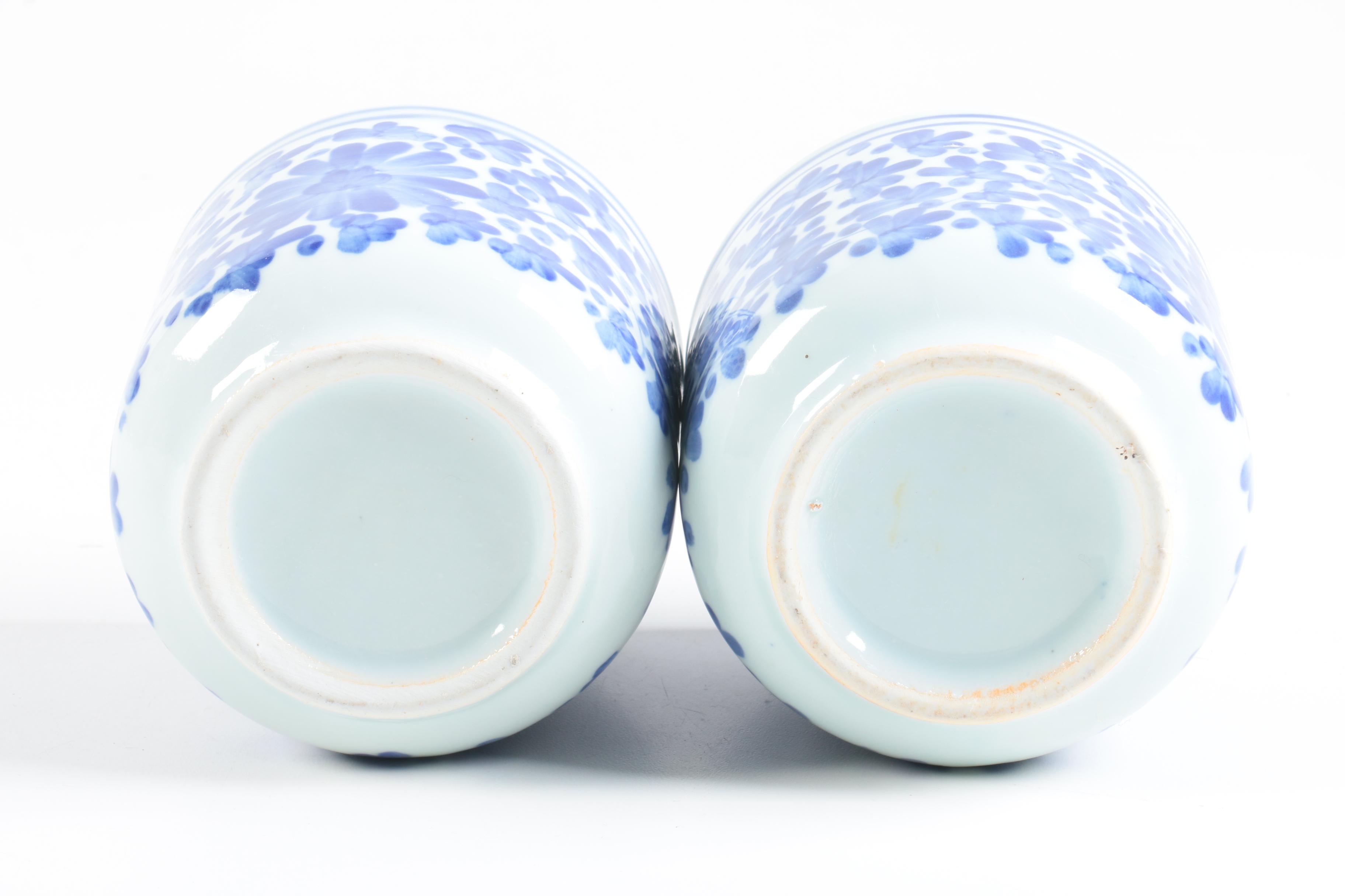 Assorted Blue and White Ceramic Planters