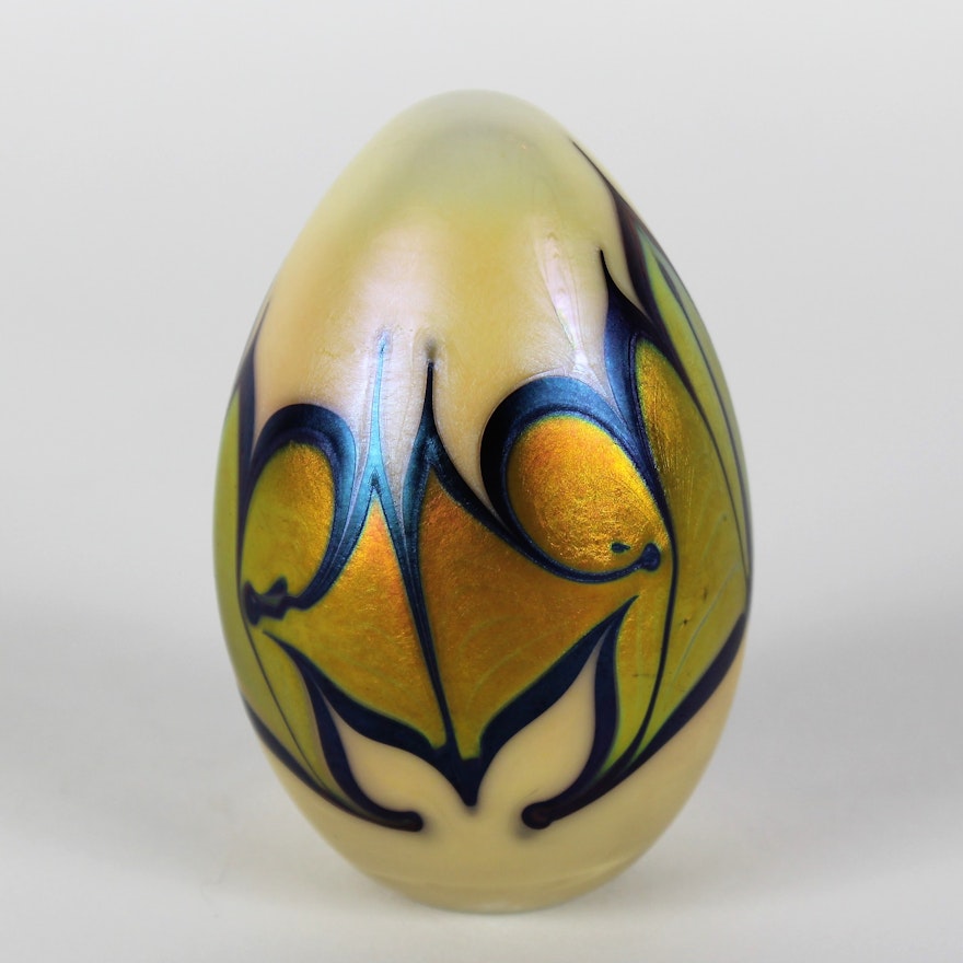 Orient & Flume Yellow Geometric Art Glass Paperweight