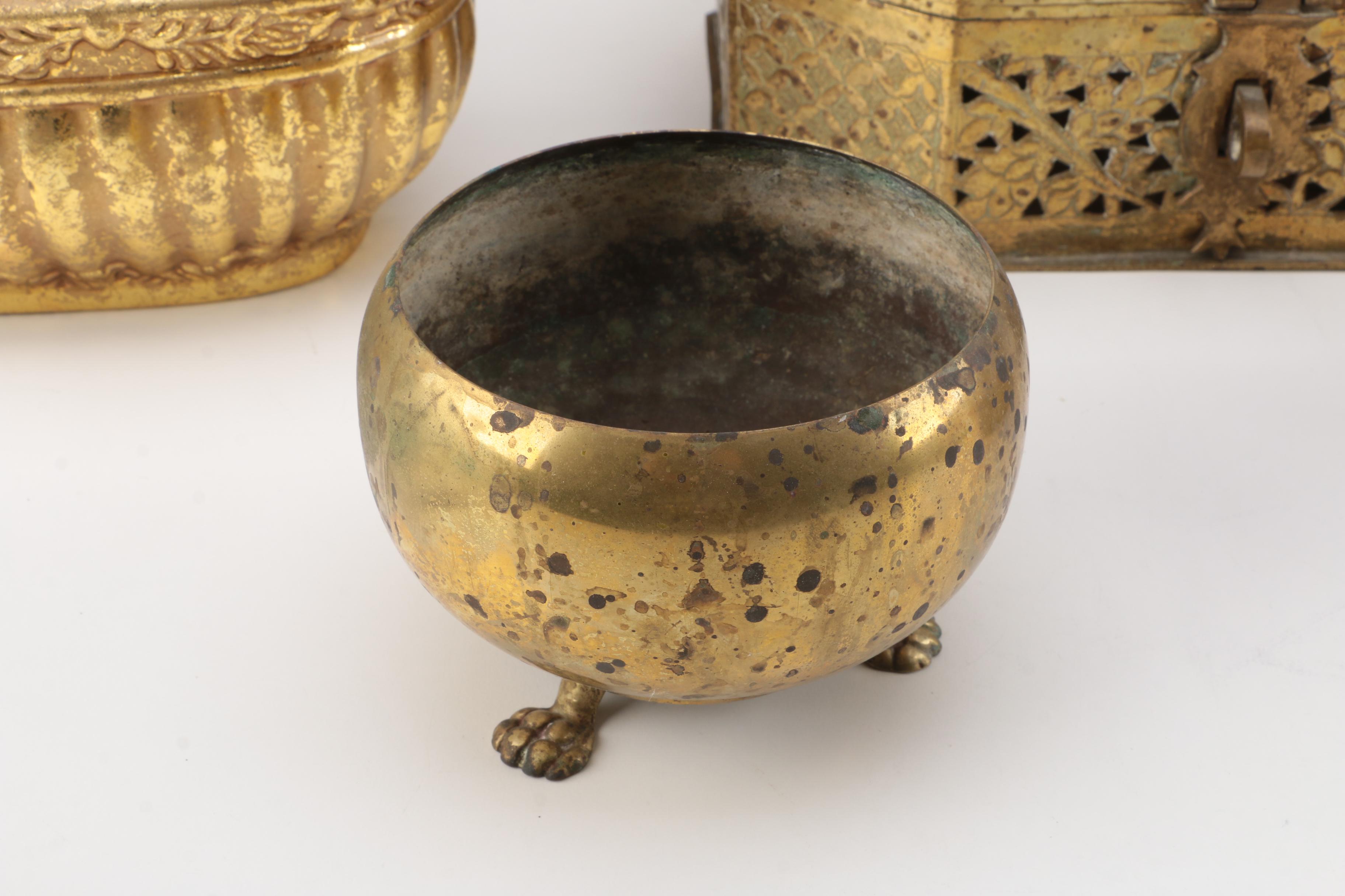 Brass Open Work Decorative Boxes and Assorted Decor