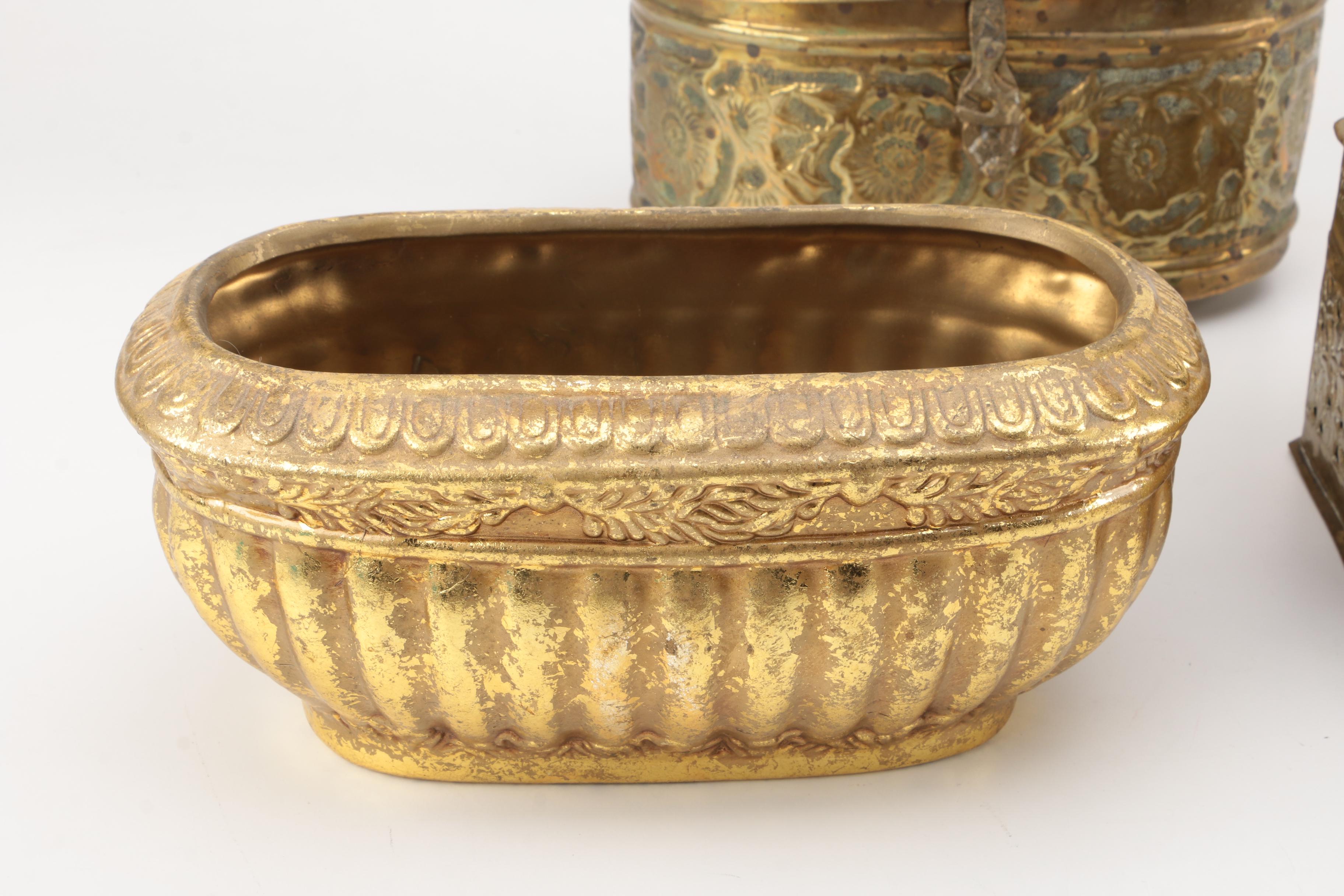 Brass Open Work Decorative Boxes and Assorted Decor