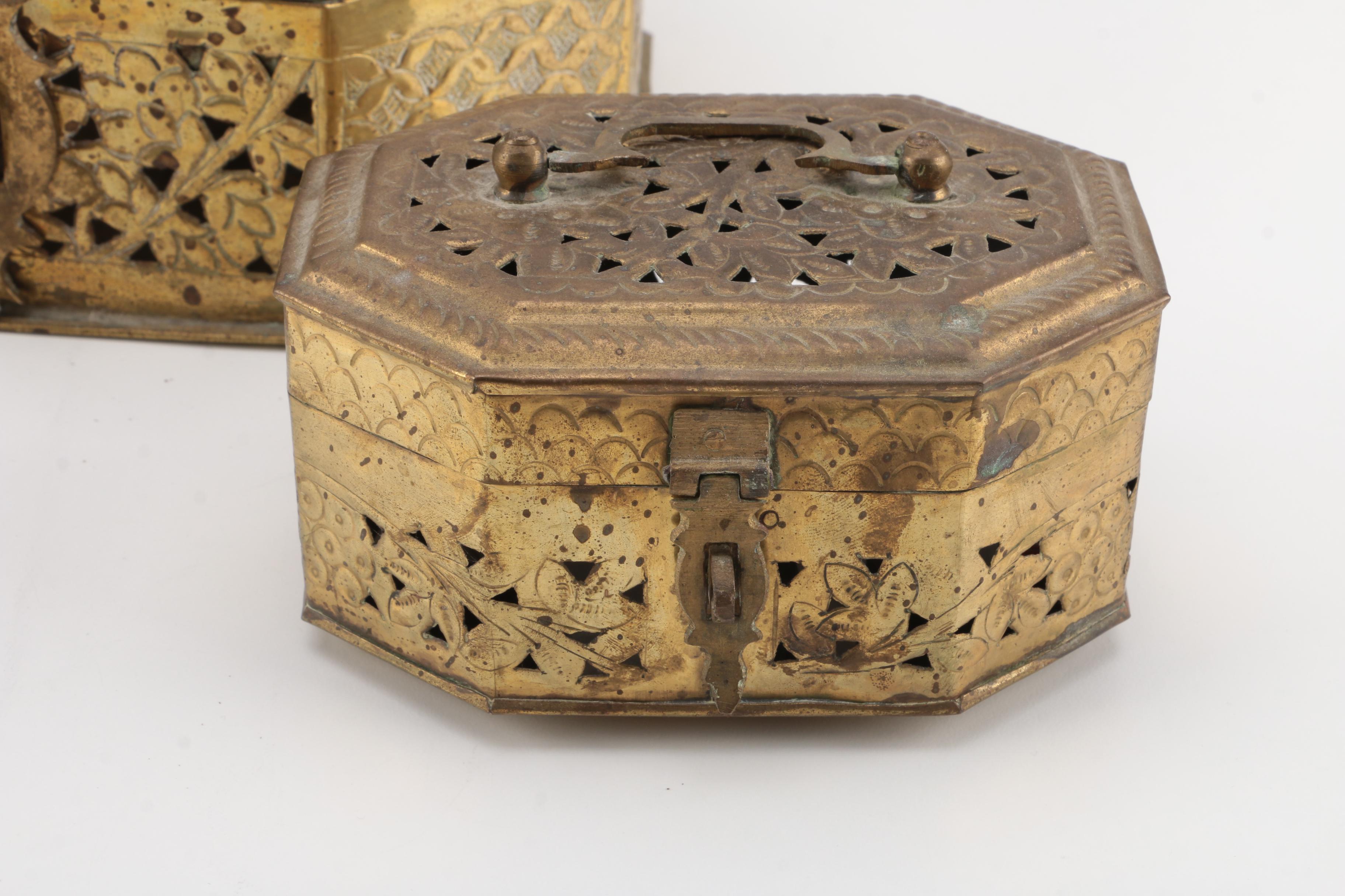 Brass Open Work Decorative Boxes and Assorted Decor
