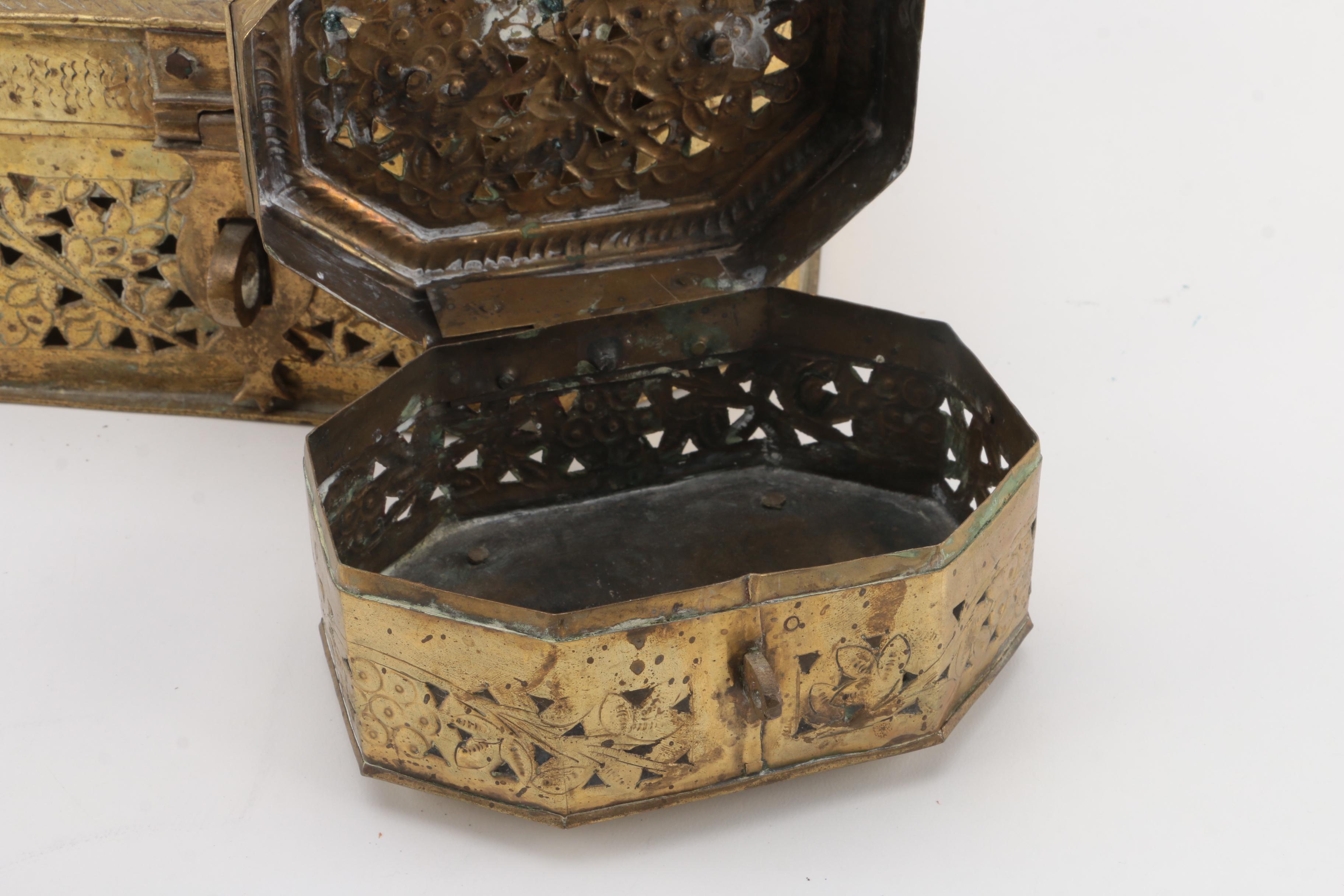 Brass Open Work Decorative Boxes and Assorted Decor