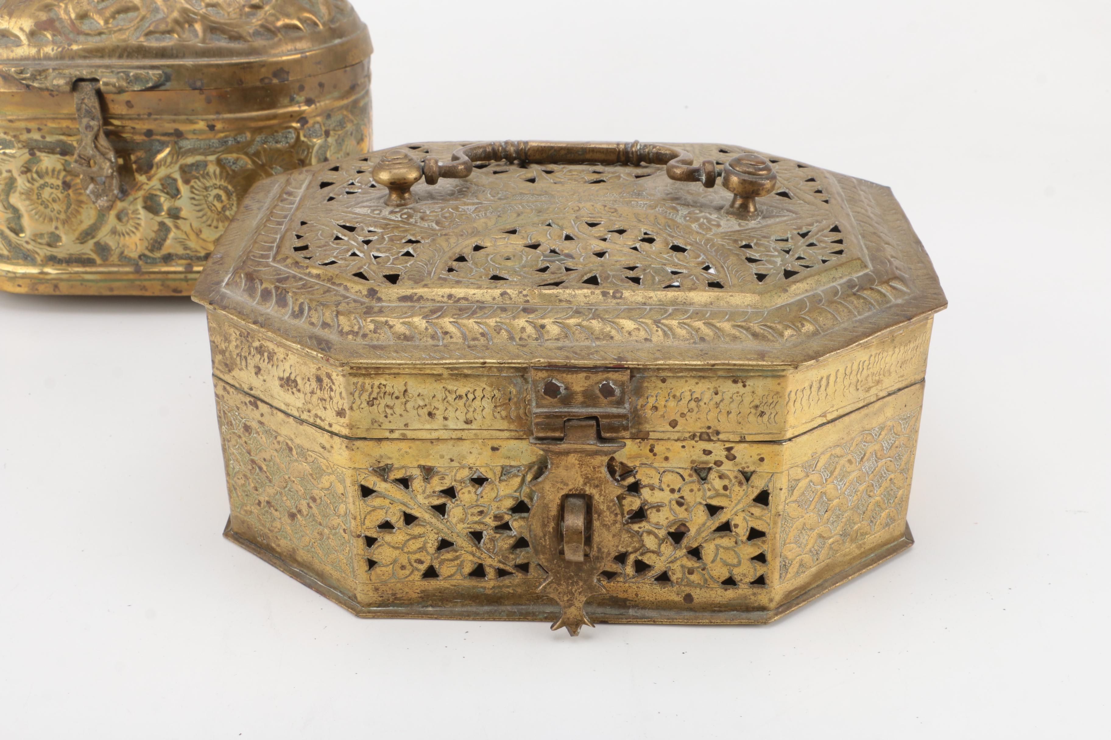 Brass Open Work Decorative Boxes and Assorted Decor