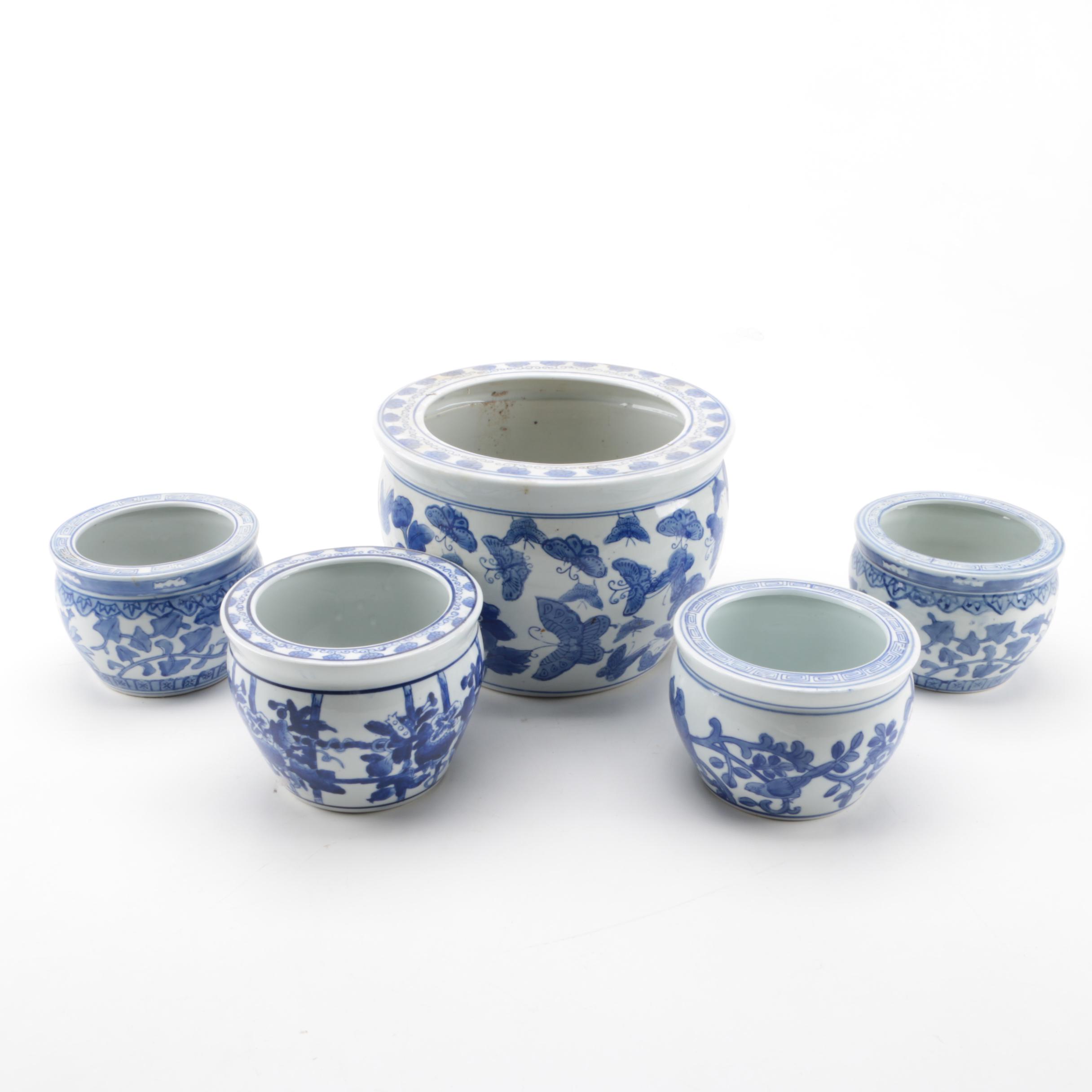 Blue and White Ceramic Planters