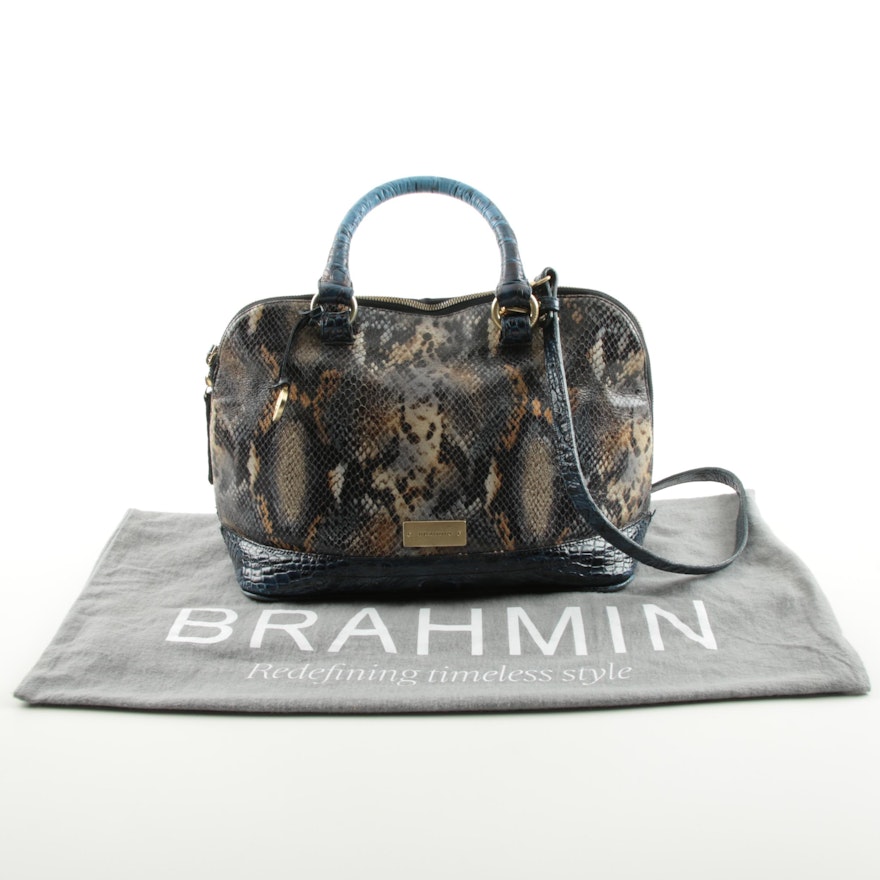 Brahmin Snakeskin Embossed Leather Handbag