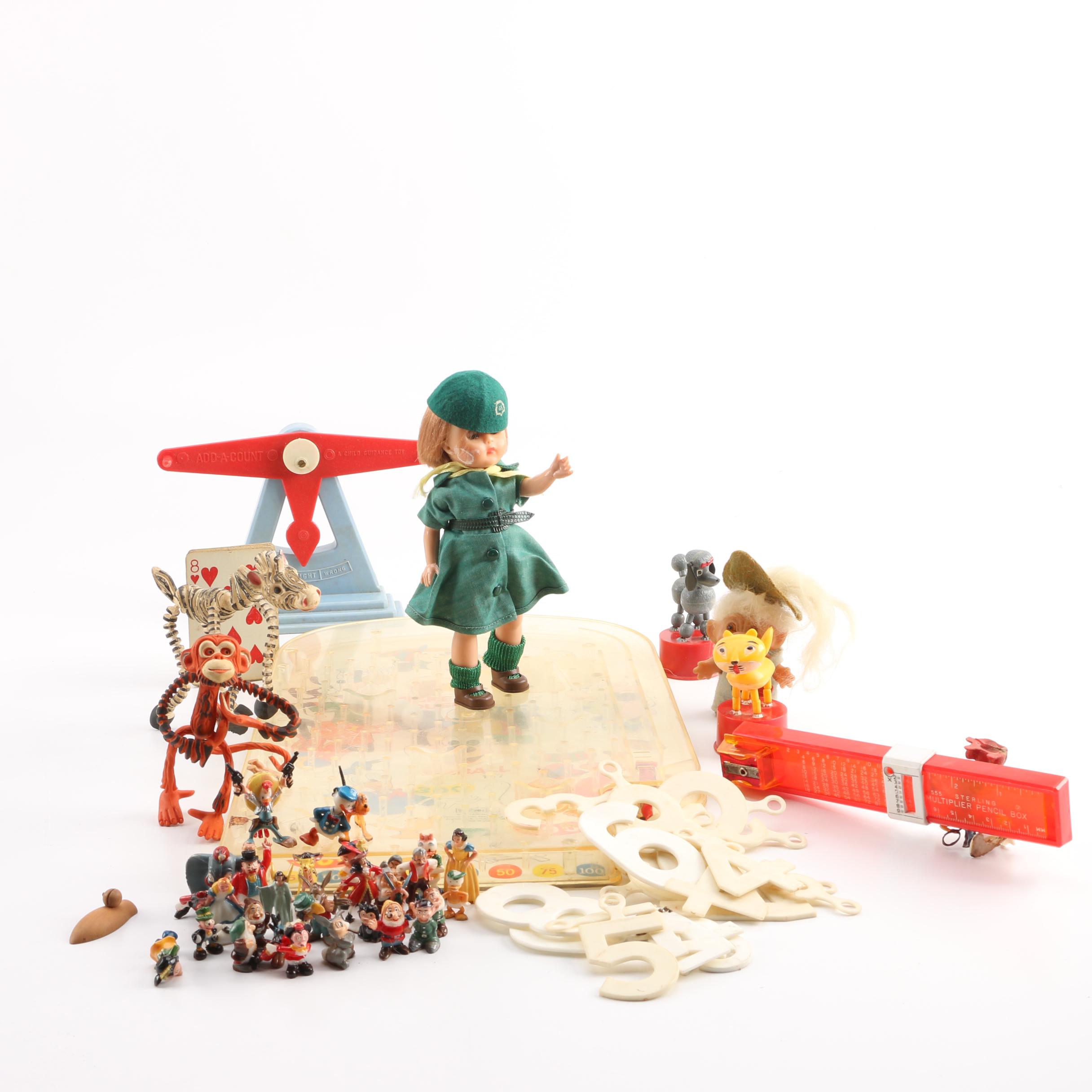 Vintage Wax Cake Toppers, Girl Scout Doll, Disney Pinball and More