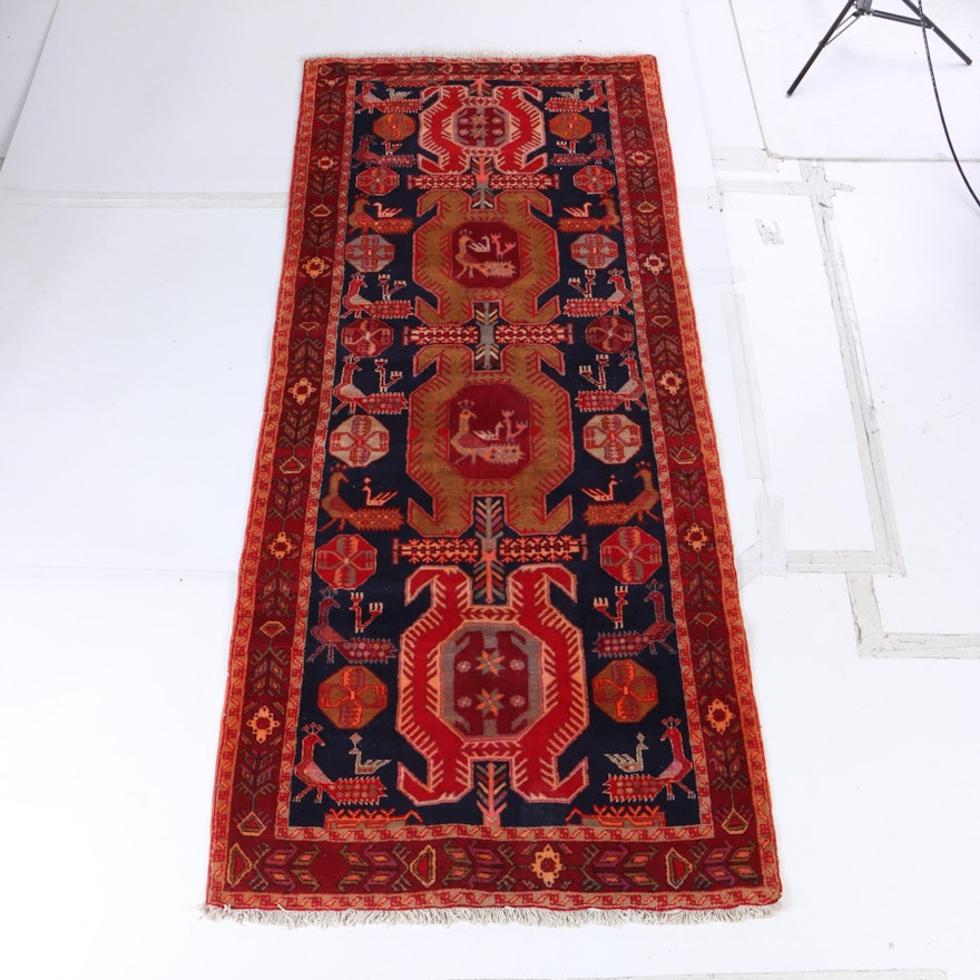 Hand-Knotted Persian Lenkoran Wool Carpet Runner
