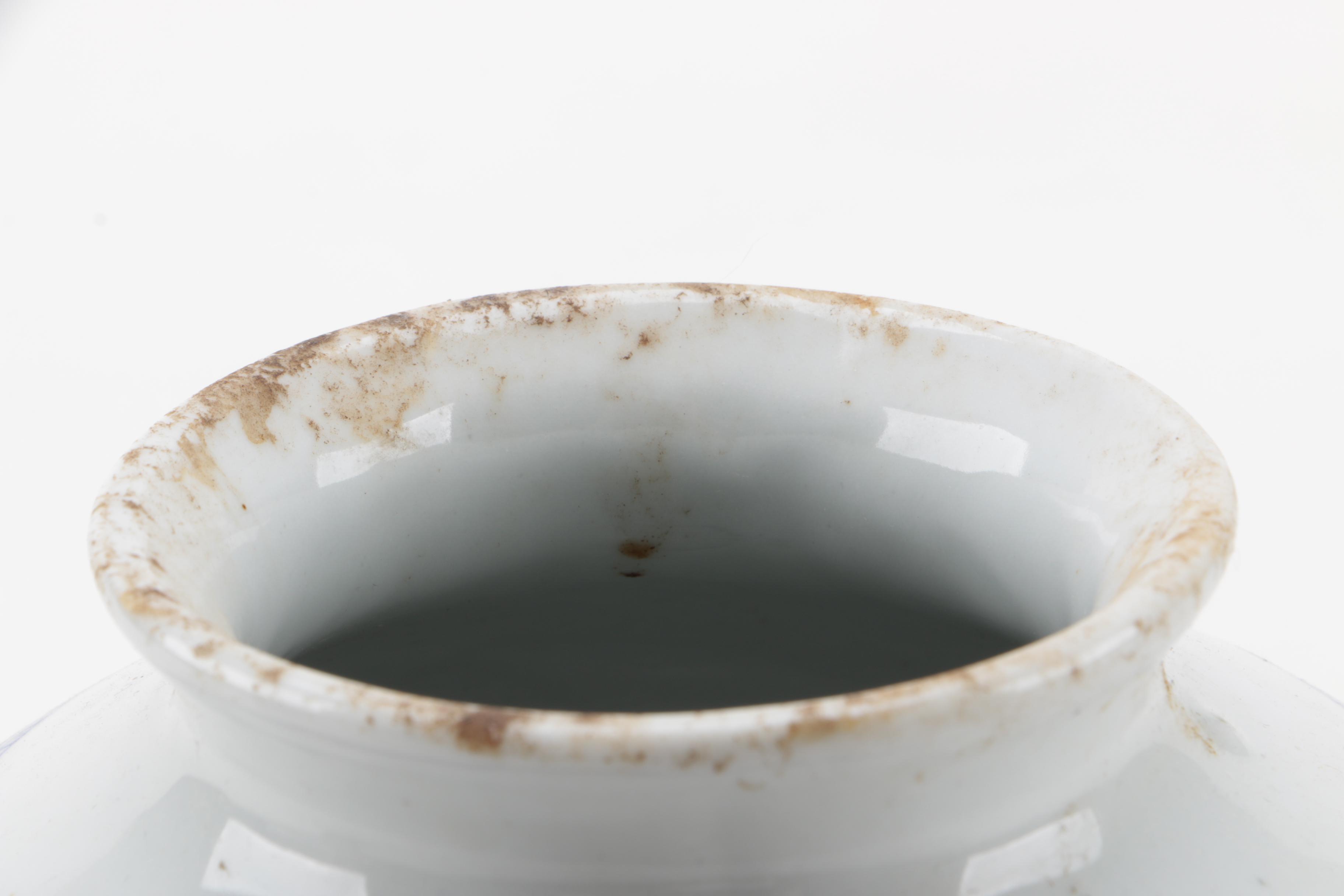 Blue and White Ceramic Lidded Containers and Vase