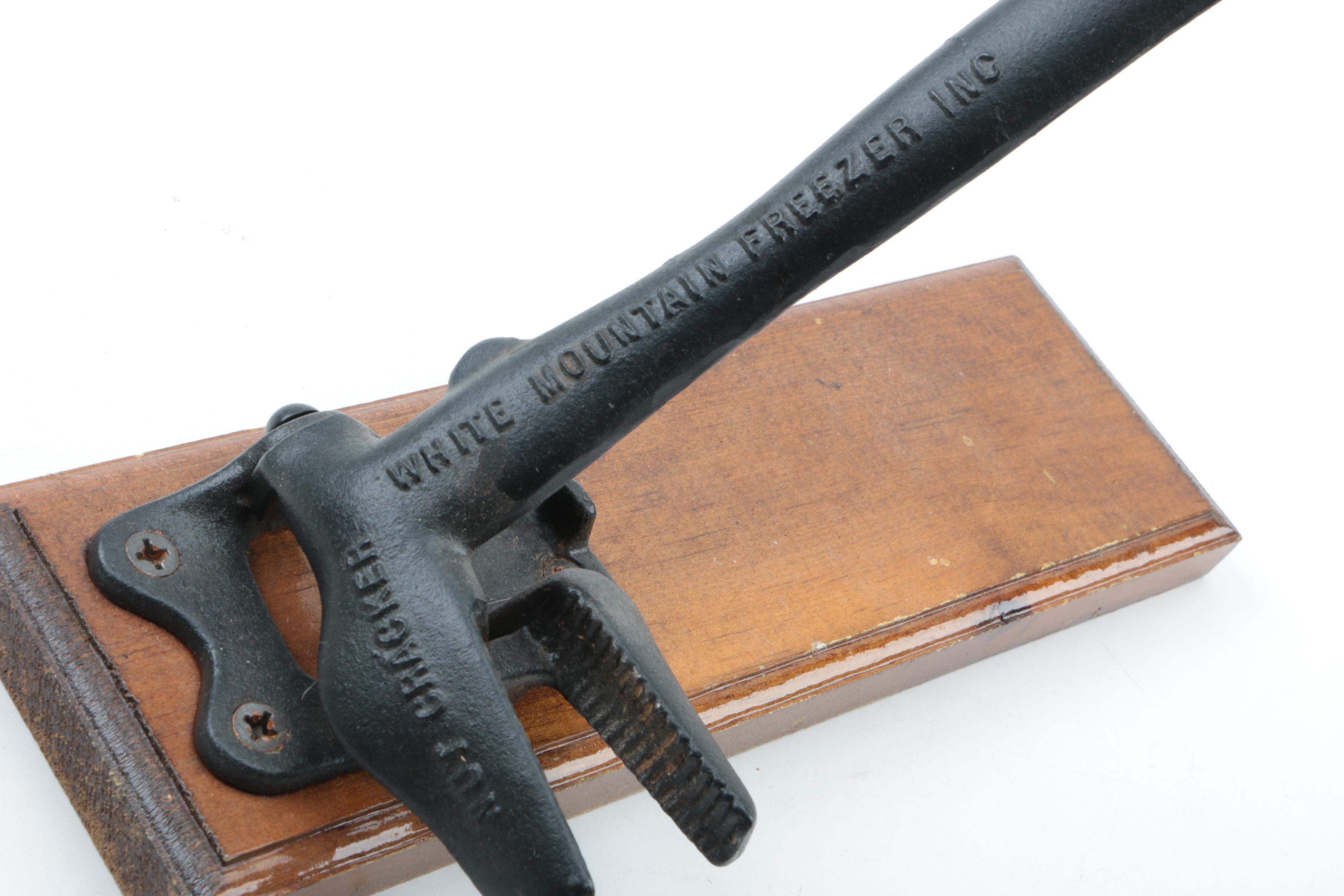 White Mountain Freezer Inc. Cast Iron and Wooden Nutcracker and Other Tools