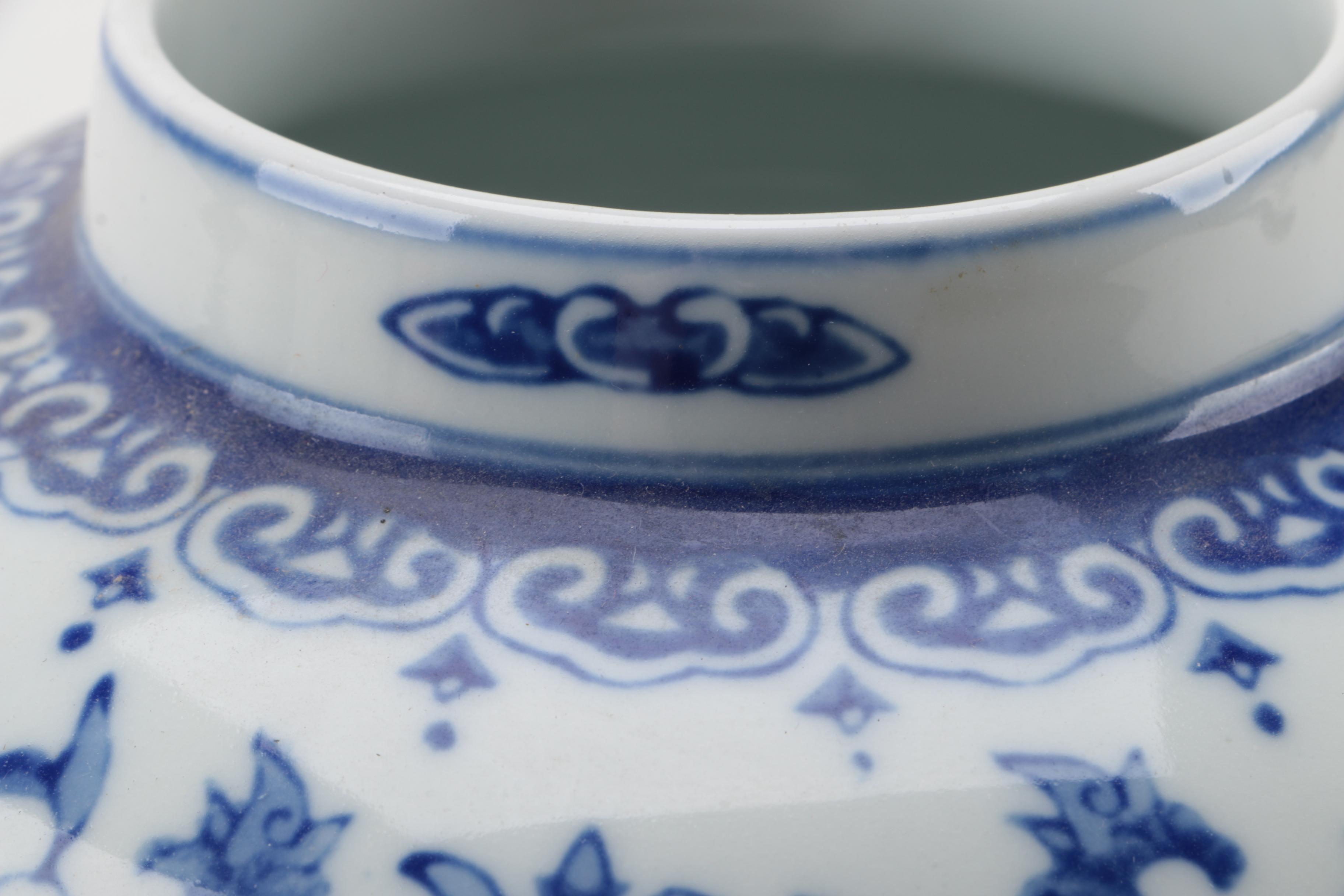 Blue and White Ceramic Ginger Jar and Trinket Box