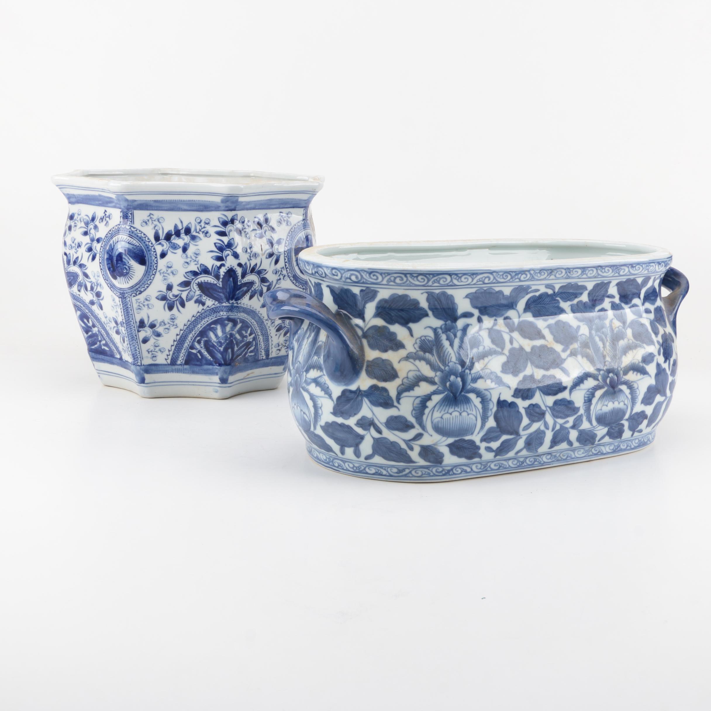 Blue and White Planters