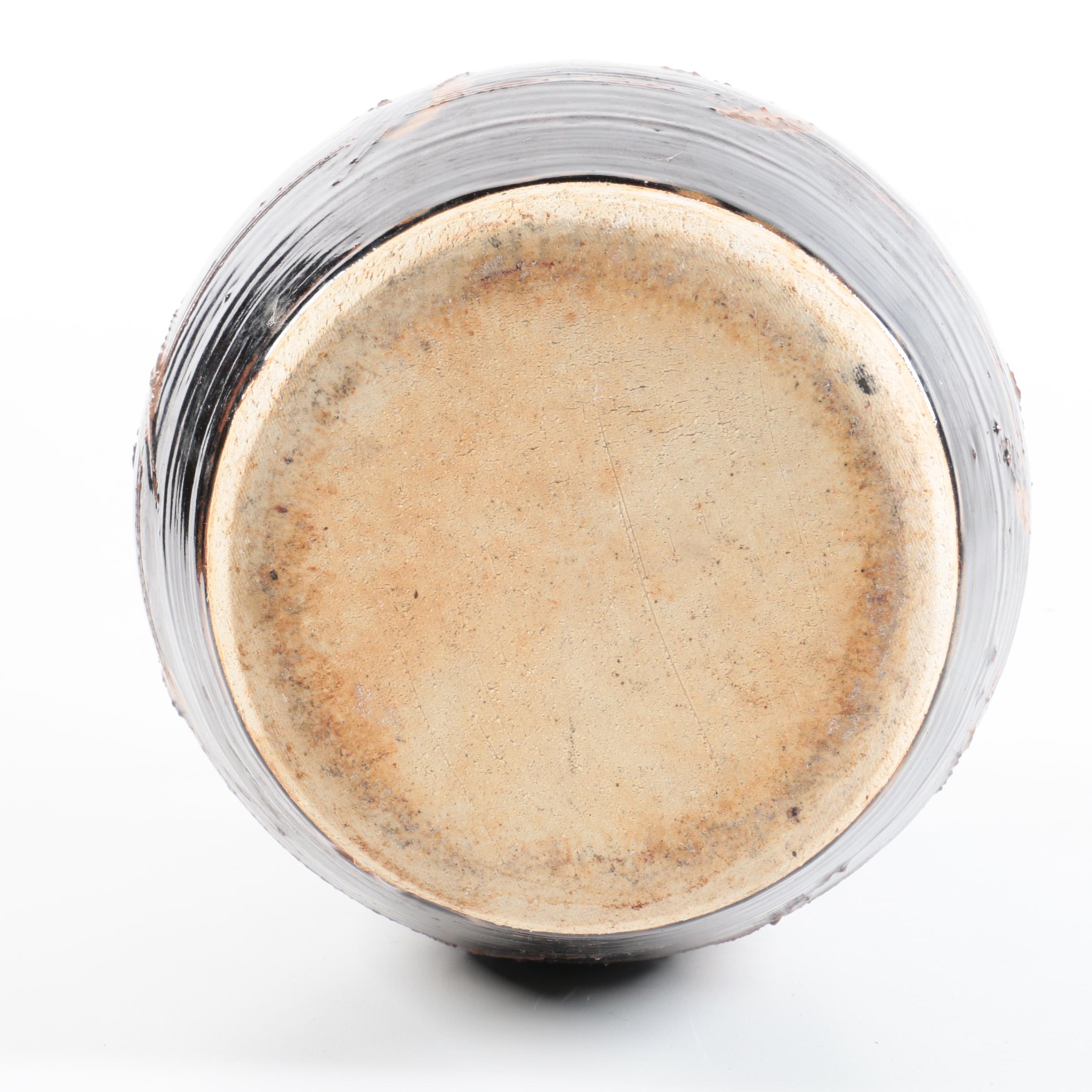 Hand Thrown Stoneware Vase with Tenmoku Glaze