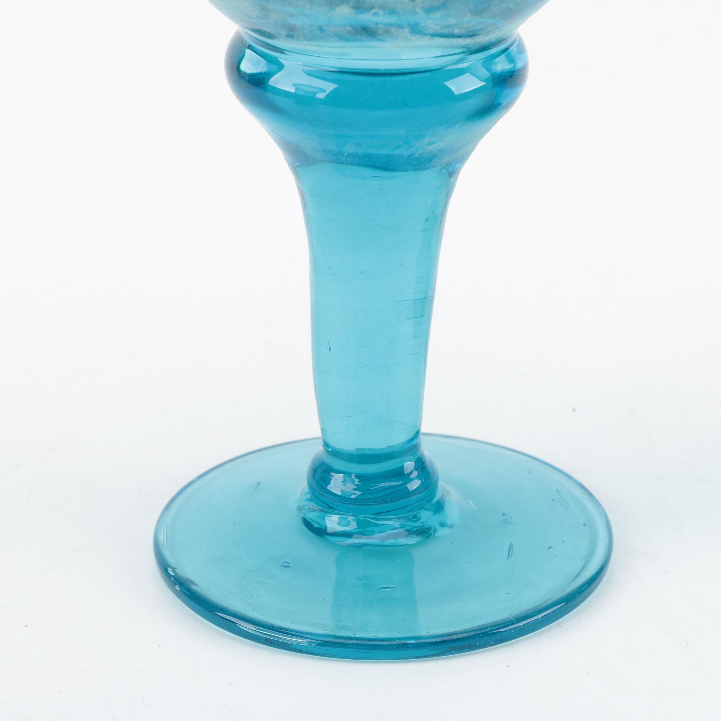 Hand Blown Teal Glassware and Vase