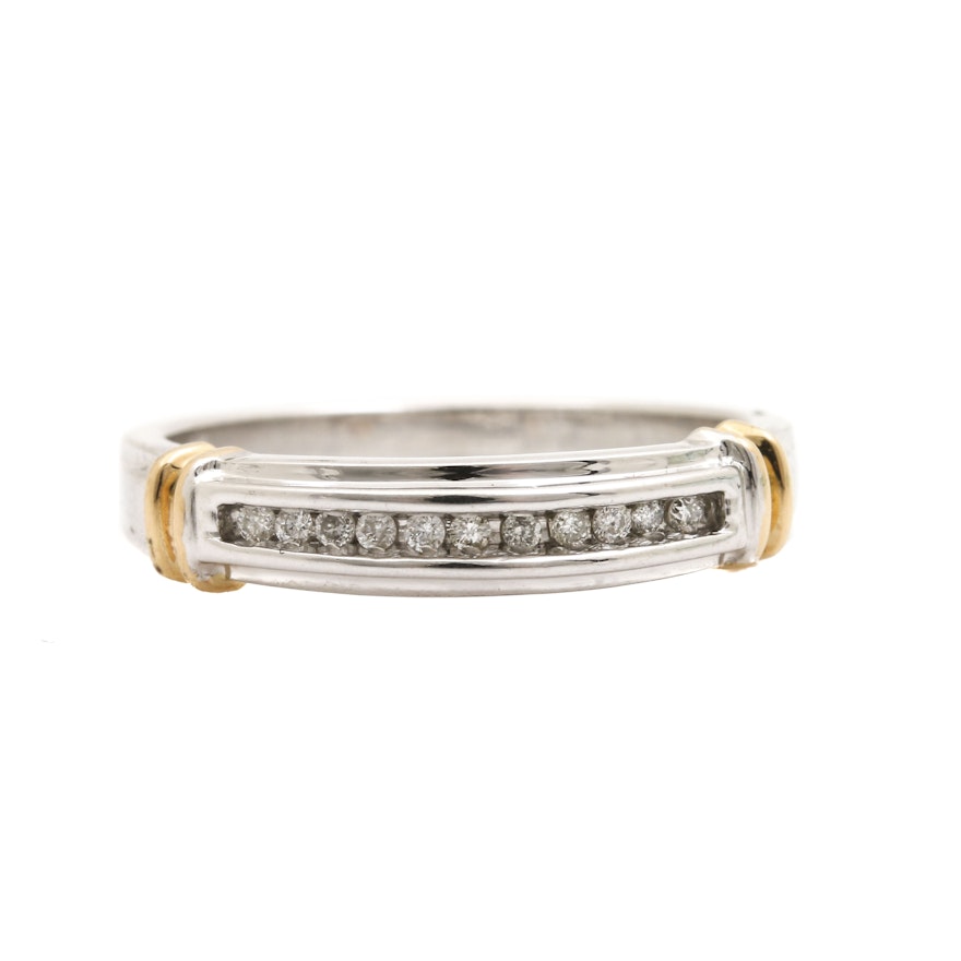 14K White Gold Diamond Band