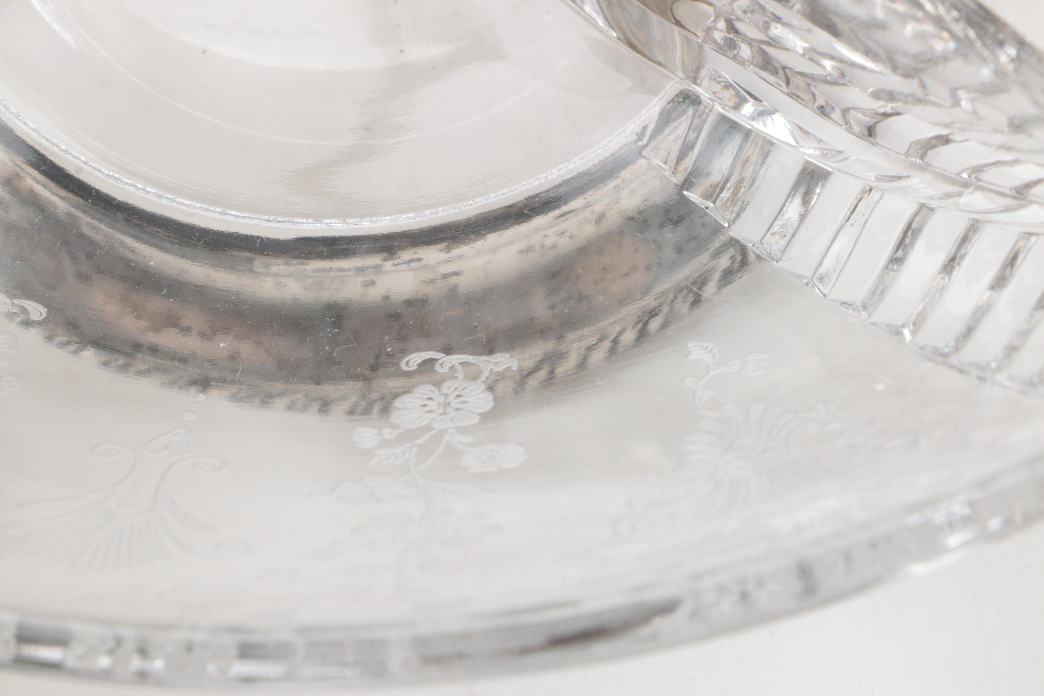 Sterling Silver and Glass Three Way Compartment Decorative Table Dish