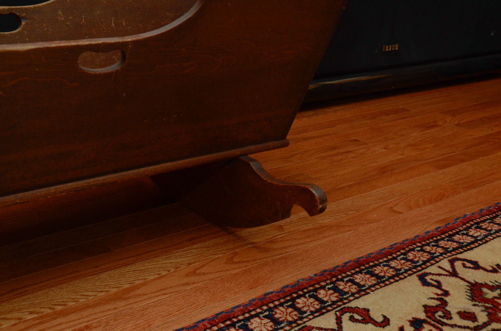 Antique Colonial Revival Baby Cradle with Exposed Dovetail Corner Joints