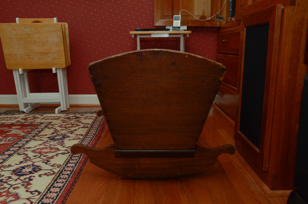 Antique Colonial Revival Baby Cradle with Exposed Dovetail Corner Joints