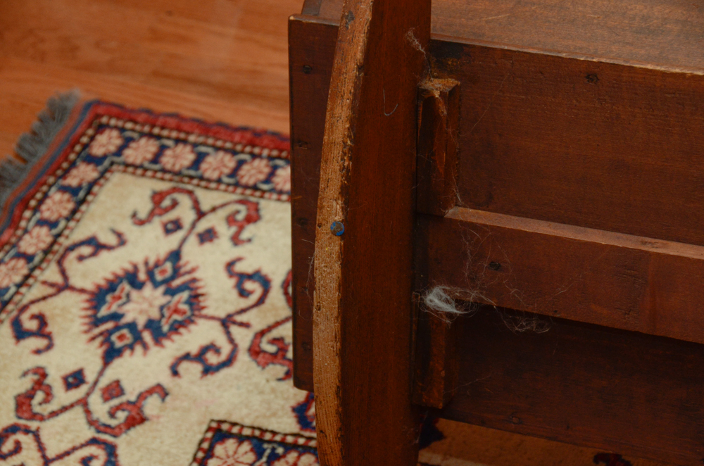 Antique Colonial Revival Baby Cradle with Exposed Dovetail Corner Joints