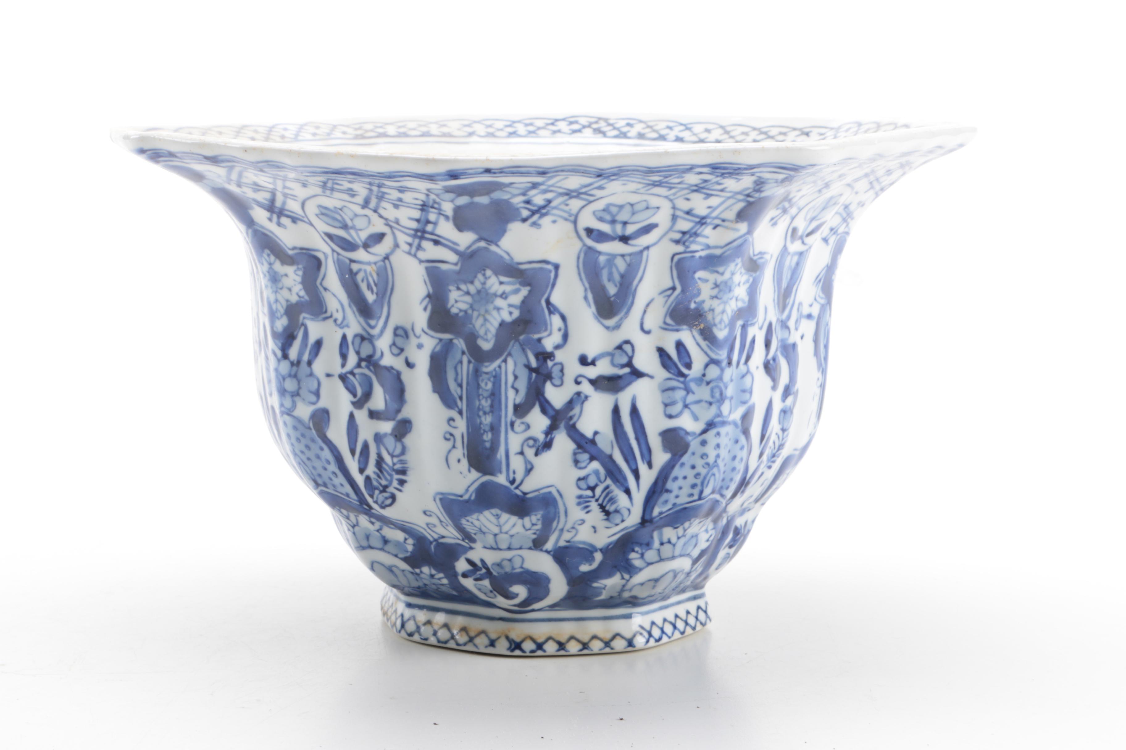 Blue and White Ceramic Vases and Dish