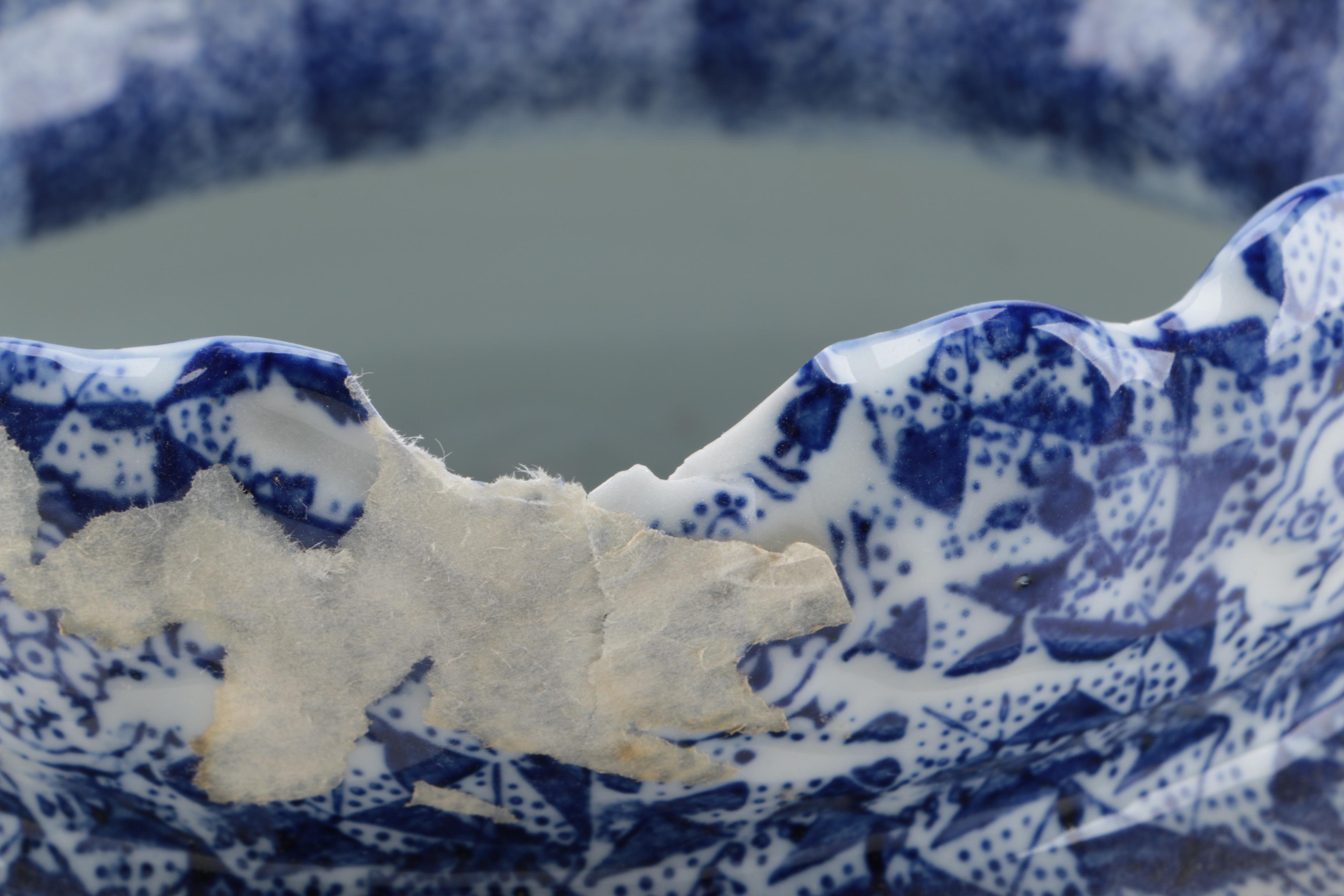 Blue and White Ceramic Vases and Dish