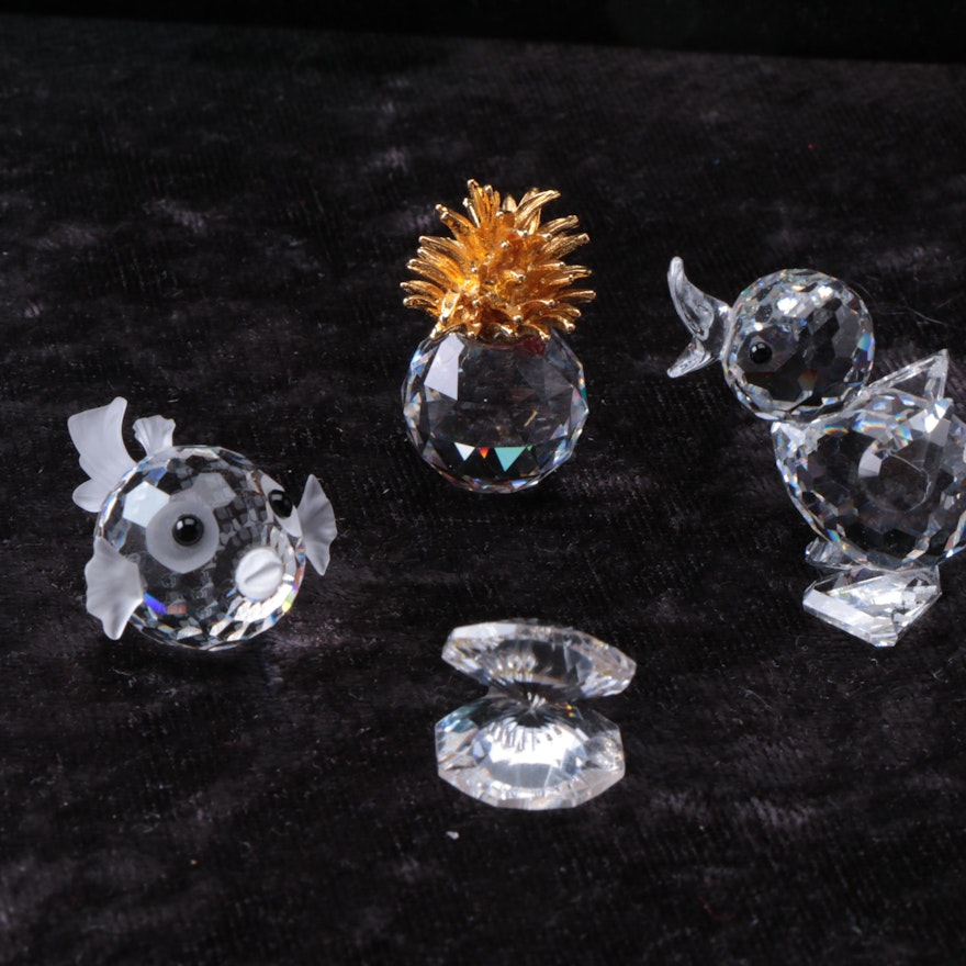 Miniature Crystal Figurines Including Vintage Swarovski