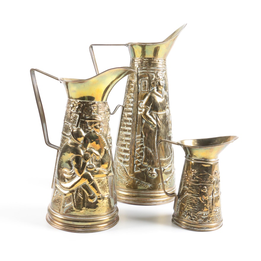 Embossed Copper Pitchers Featuring Peerage