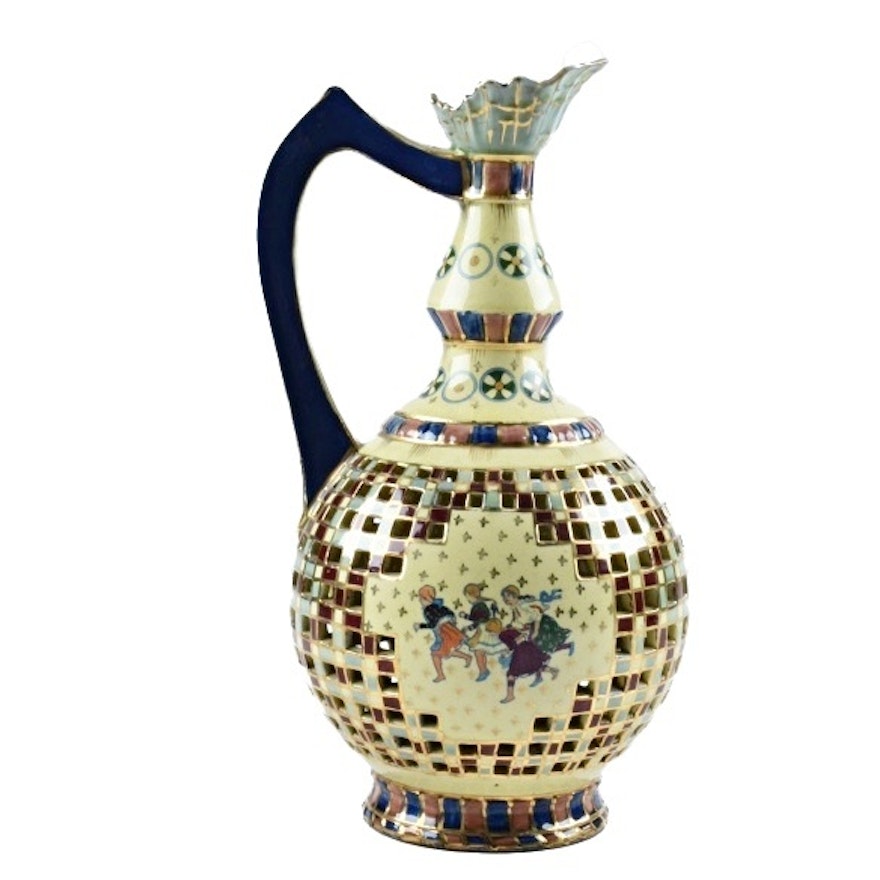 Late 19th-Century Emil Fischer Reticulated Ceramic Ewer