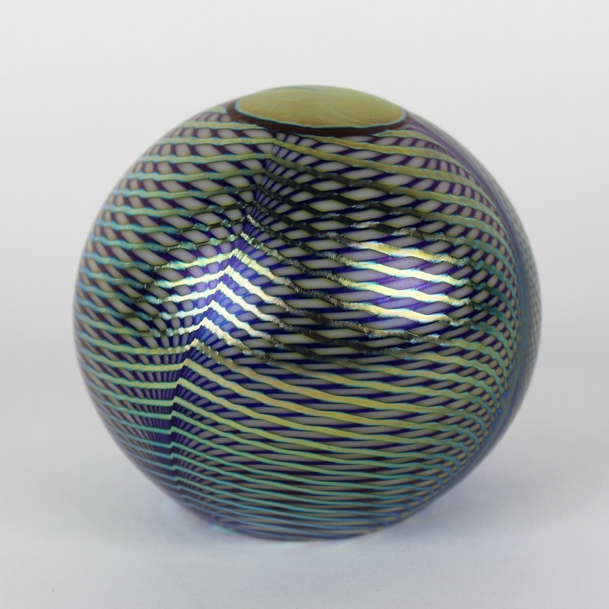 Correia Art Glass "Peacock" Paperweight