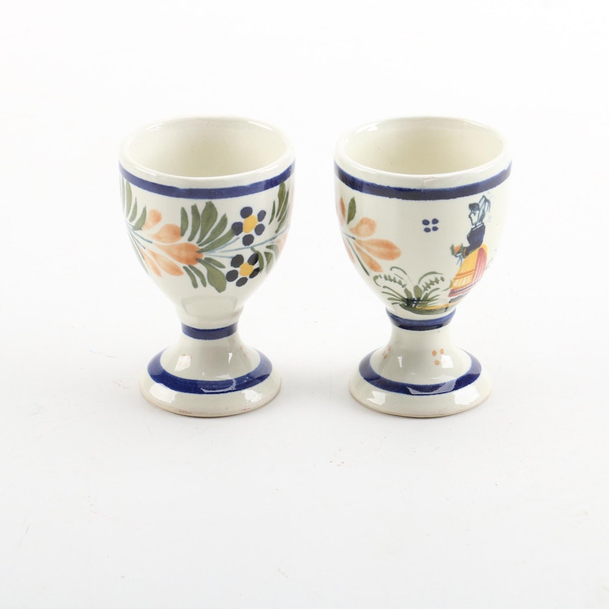 Hand-Painted Henriot Quimper Egg Cups