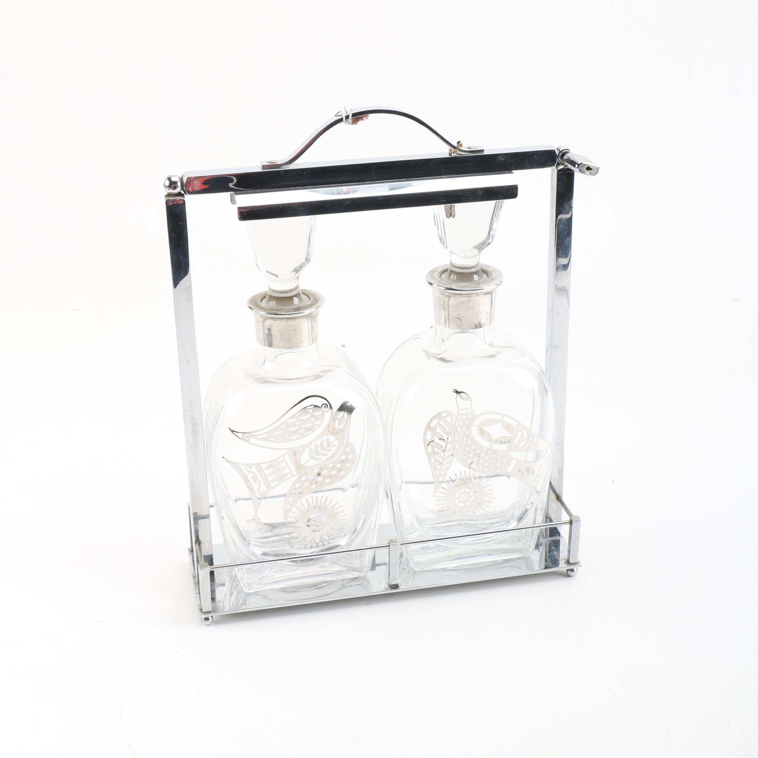 Georges Briard Silver Overlay Decanters with Tantalus