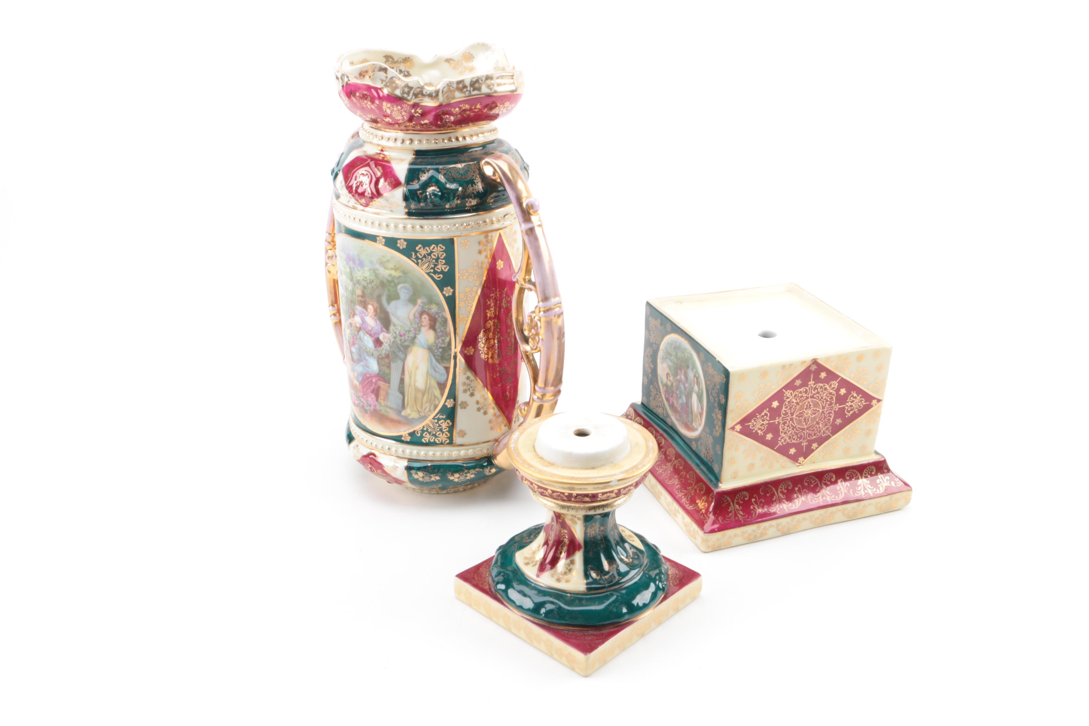 Ackermann and Fritze Royal Vienna Style Porcelain Urn