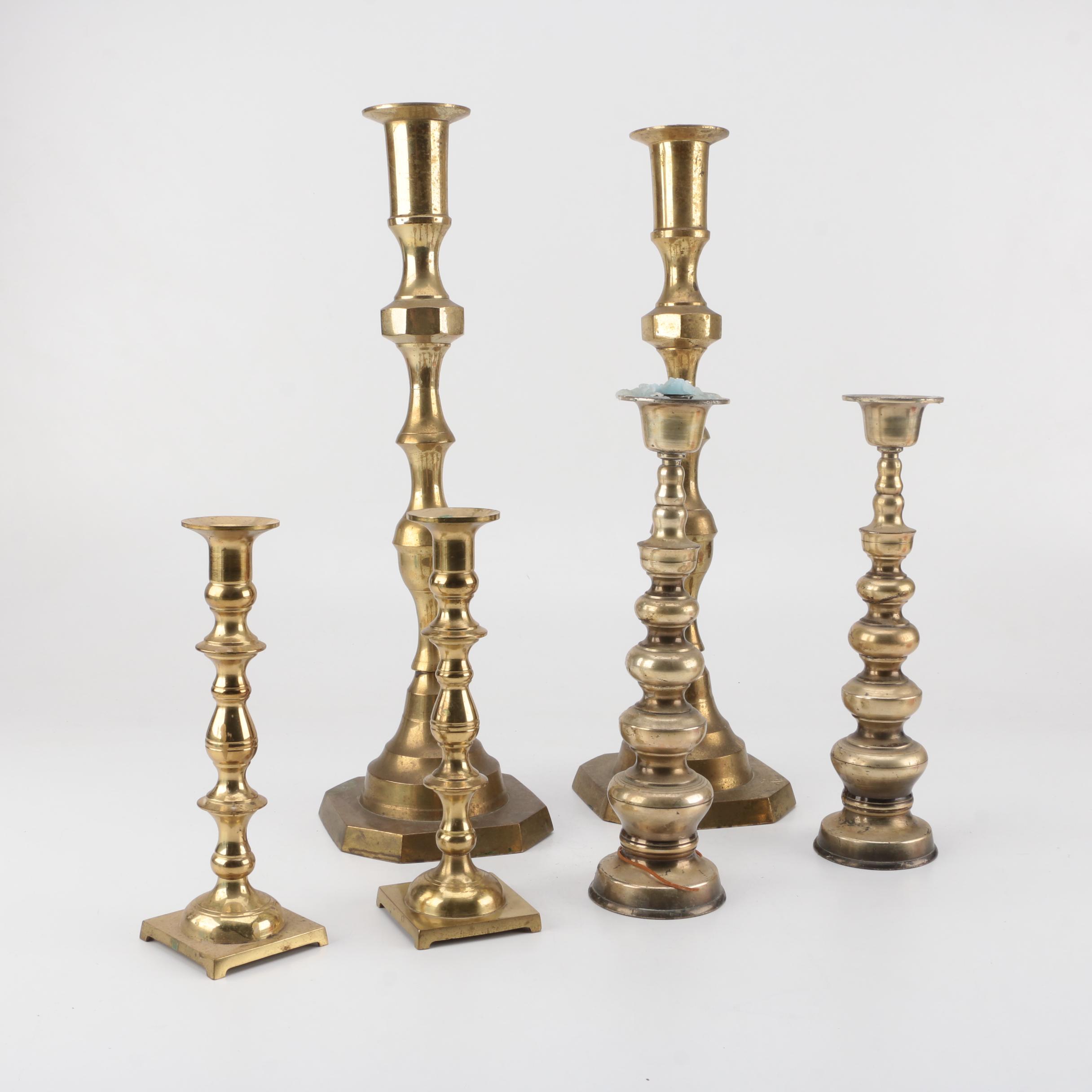 Brass and Push Up Candlesticks