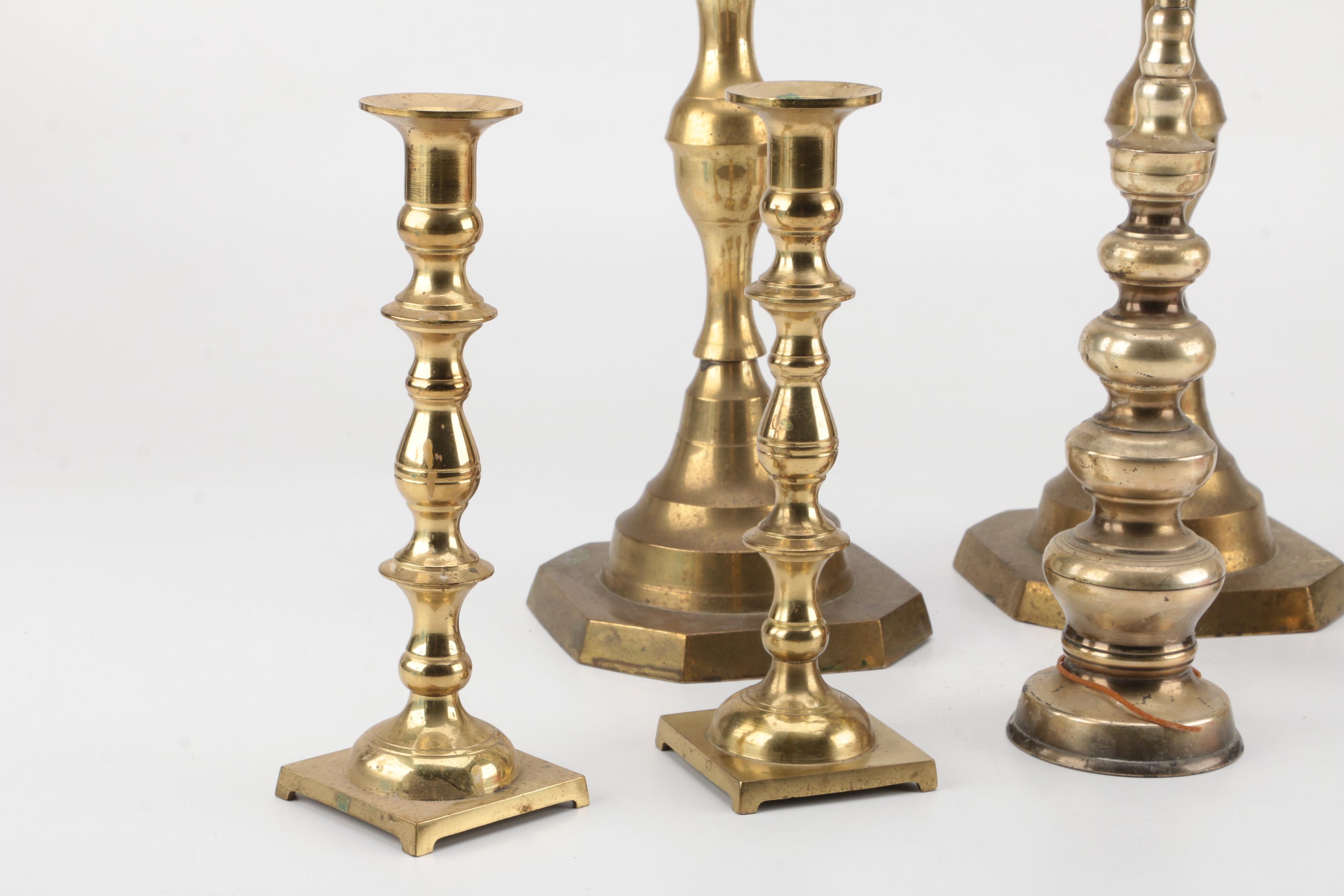 Brass and Push Up Candlesticks