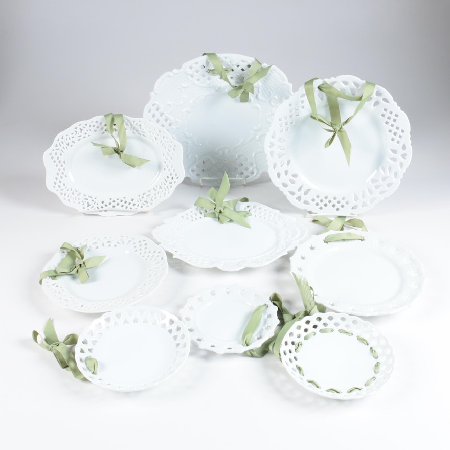 Two's Company Decorative Plates with Ribbon