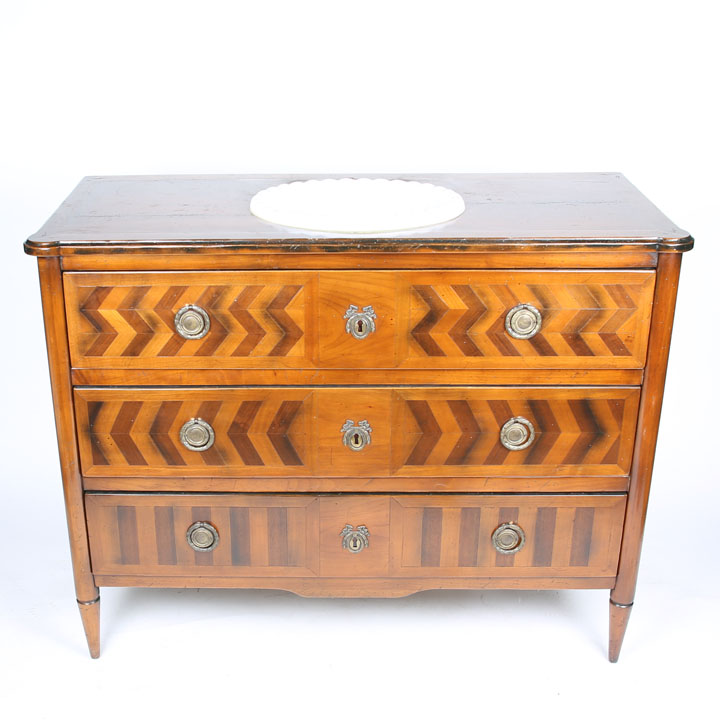 Antique French Chest by De Bournay Re-Purposed into Sink Cabinet