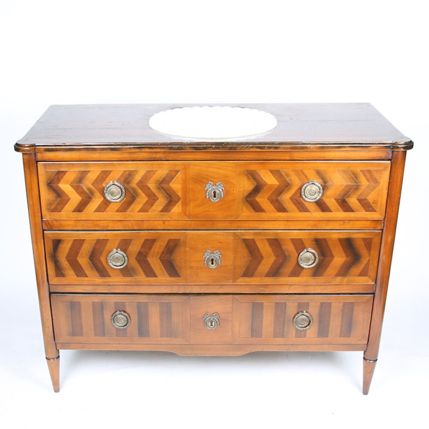 Antique French Chest by De Bournay Re-Purposed into Sink Cabinet