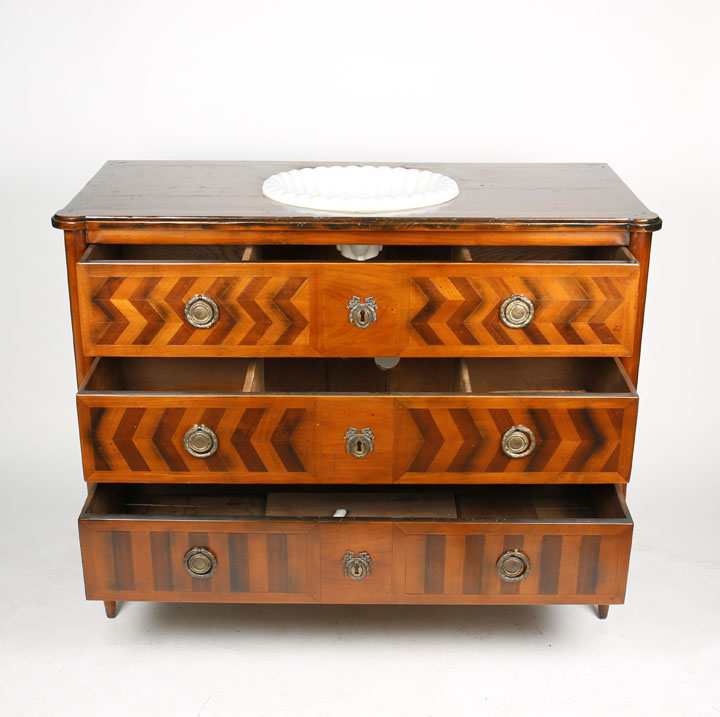 Antique French Chest by De Bournay Re-Purposed into Sink Cabinet