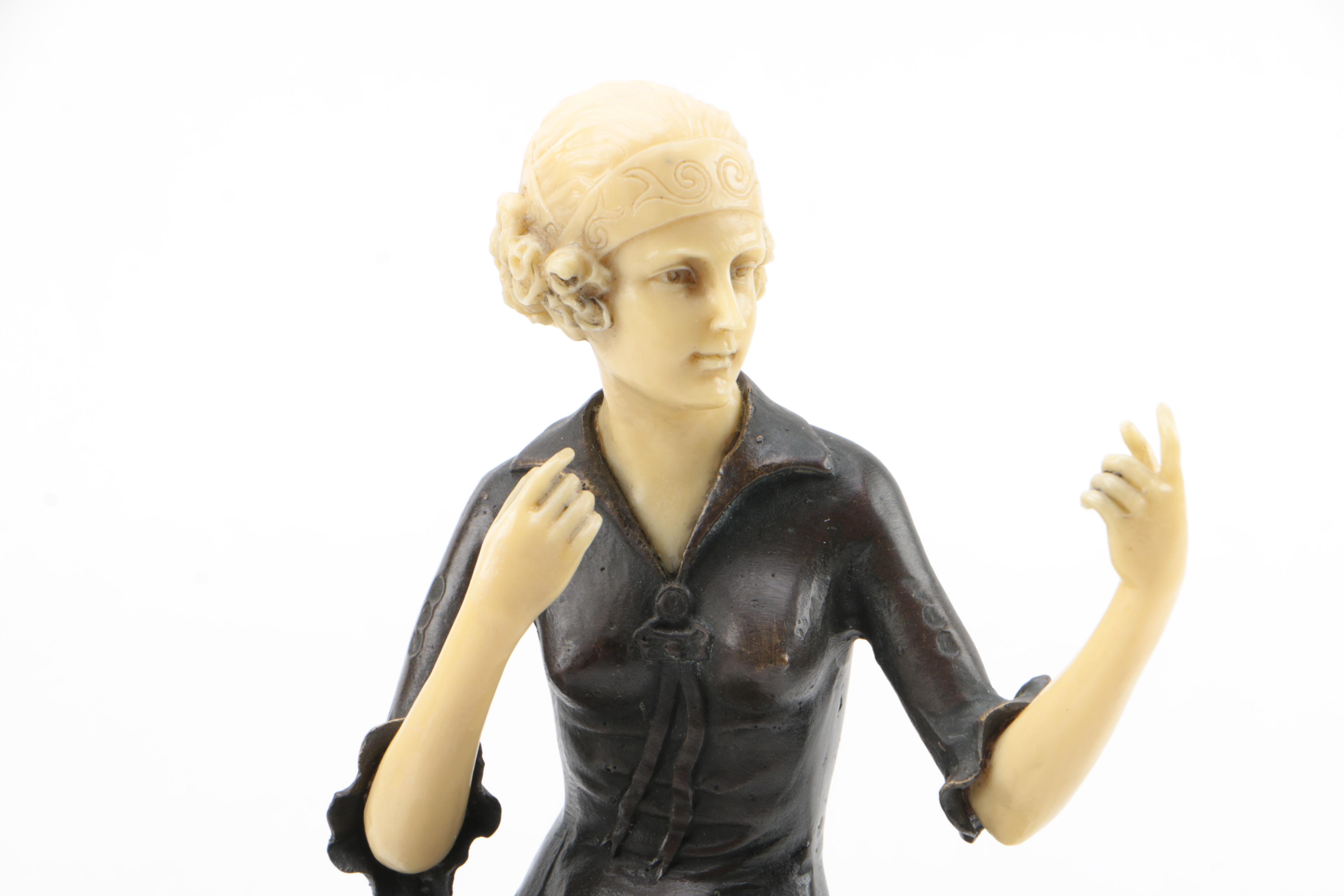 Bronze Sculpture After Fritz Ferdinand Preiss "Powder Puff Girl"