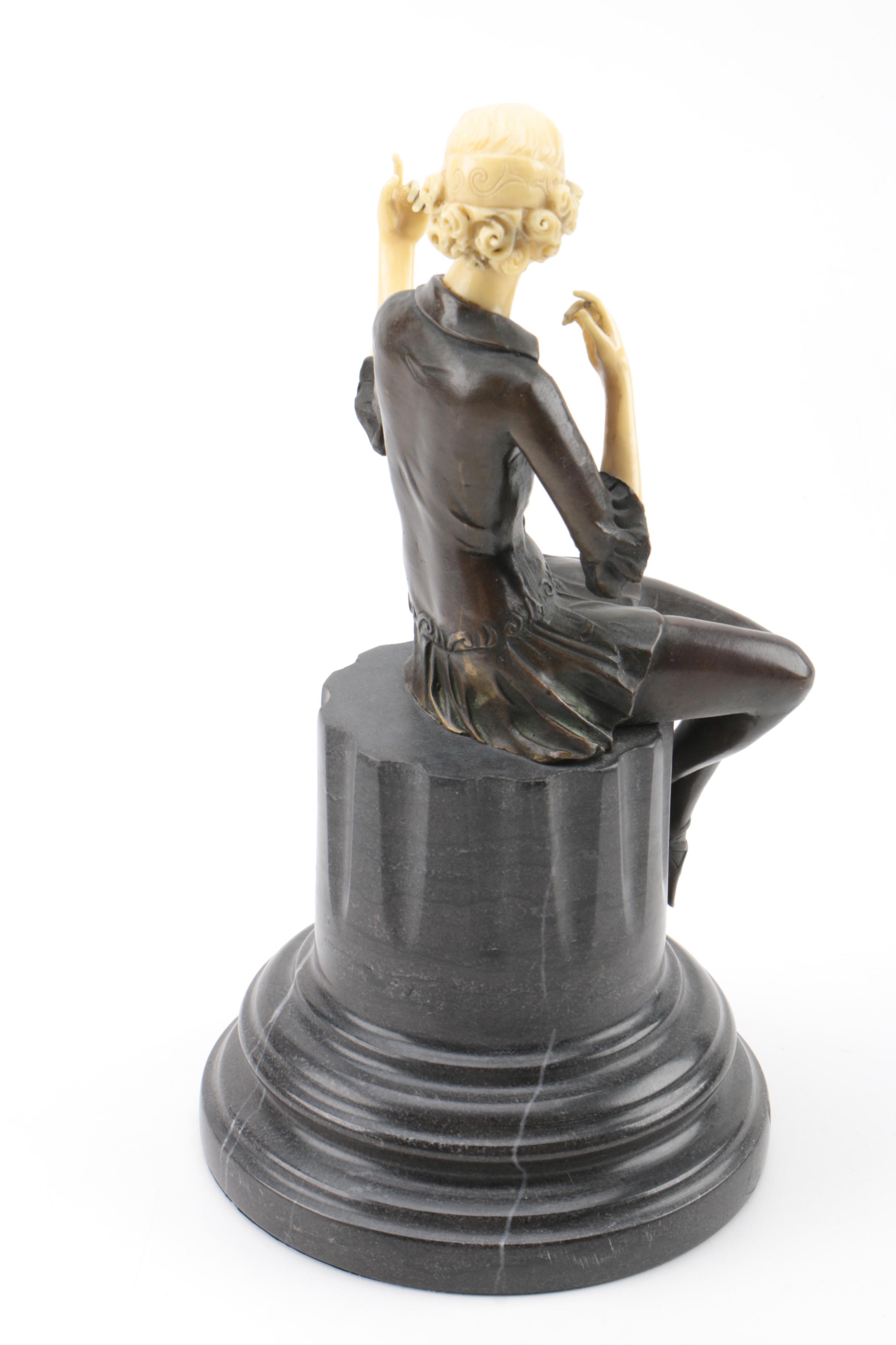 Bronze Sculpture After Fritz Ferdinand Preiss "Powder Puff Girl"