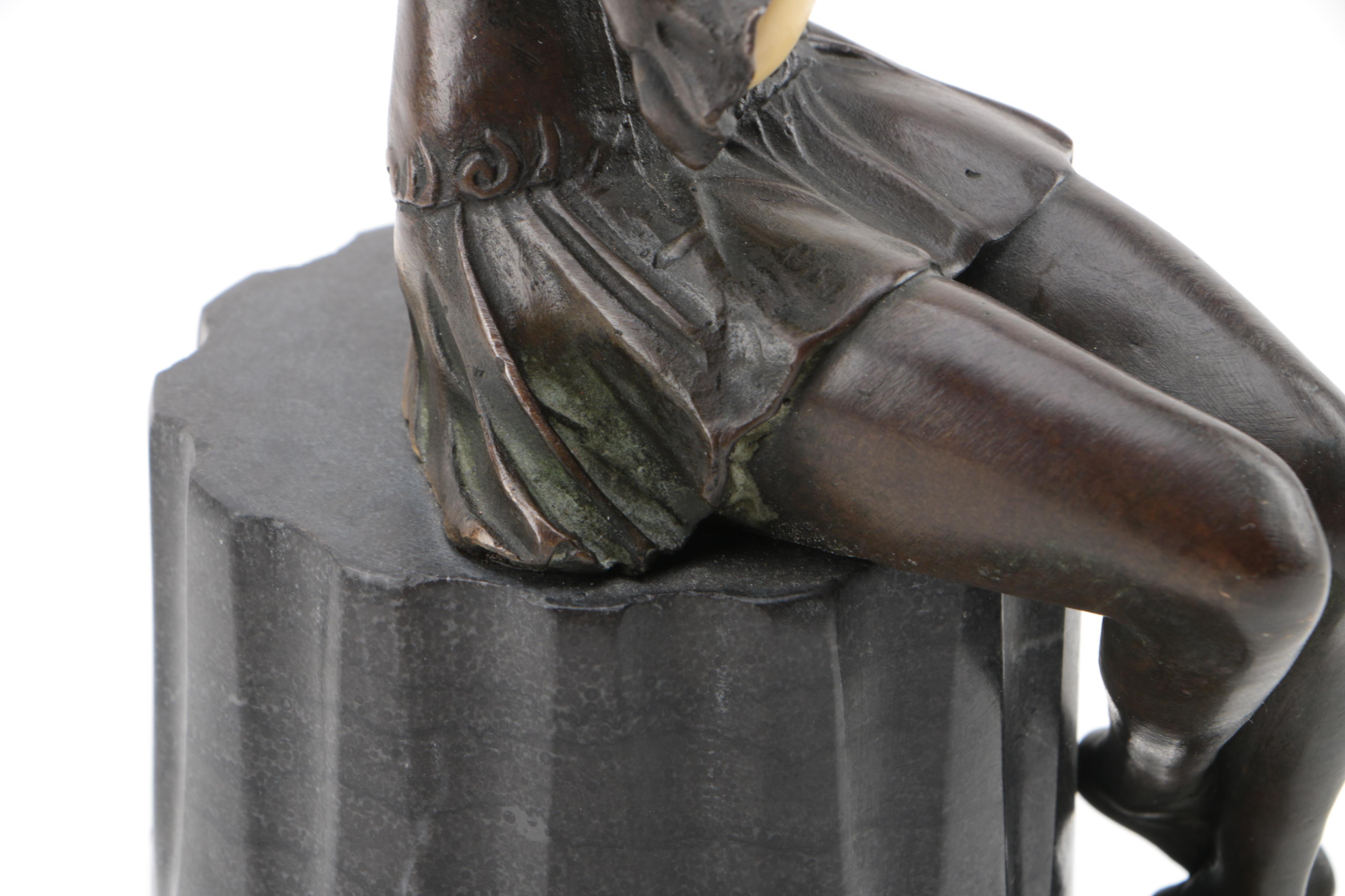 Bronze Sculpture After Fritz Ferdinand Preiss "Powder Puff Girl"