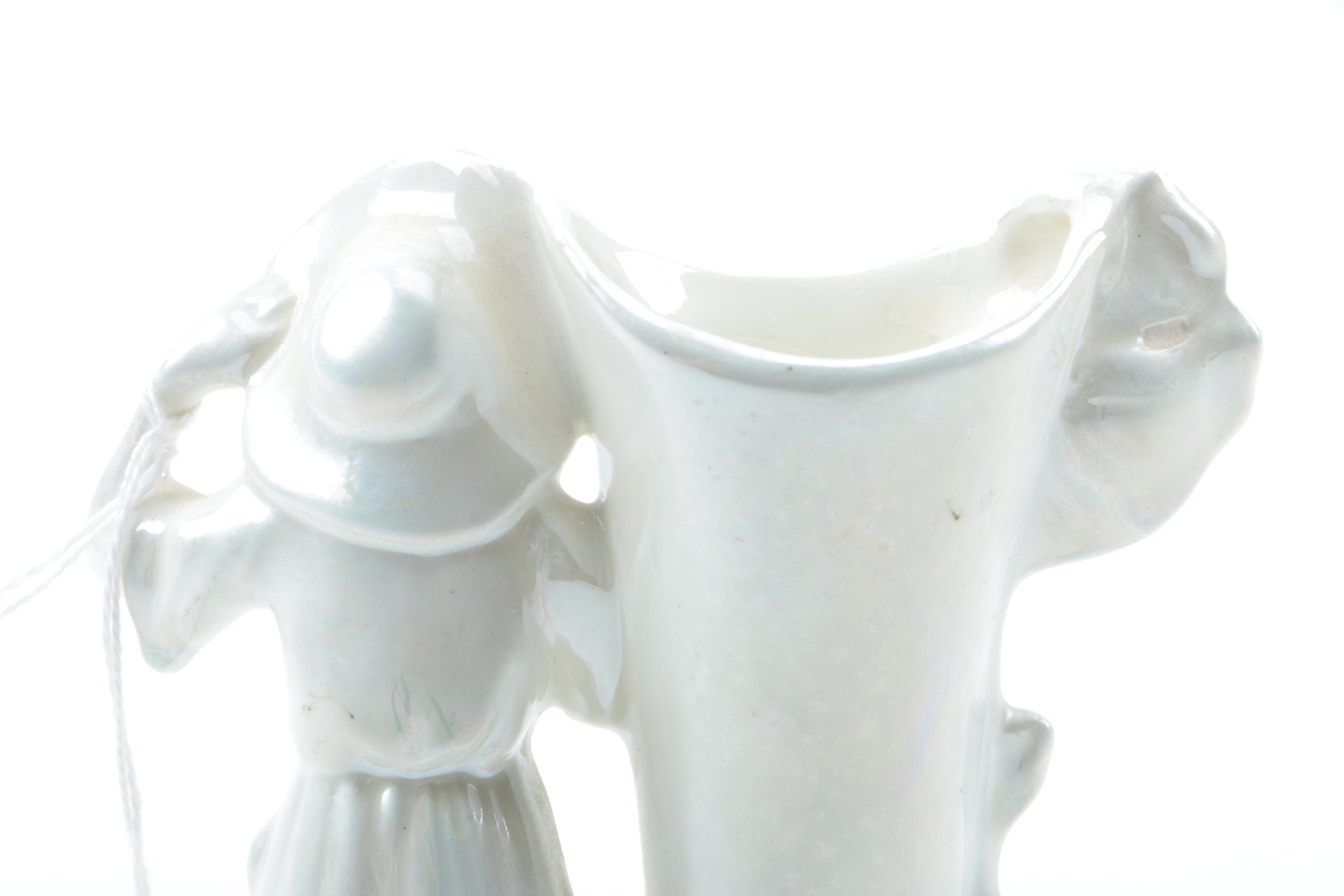 Pearlescent Porcelain Figural Spill Vases