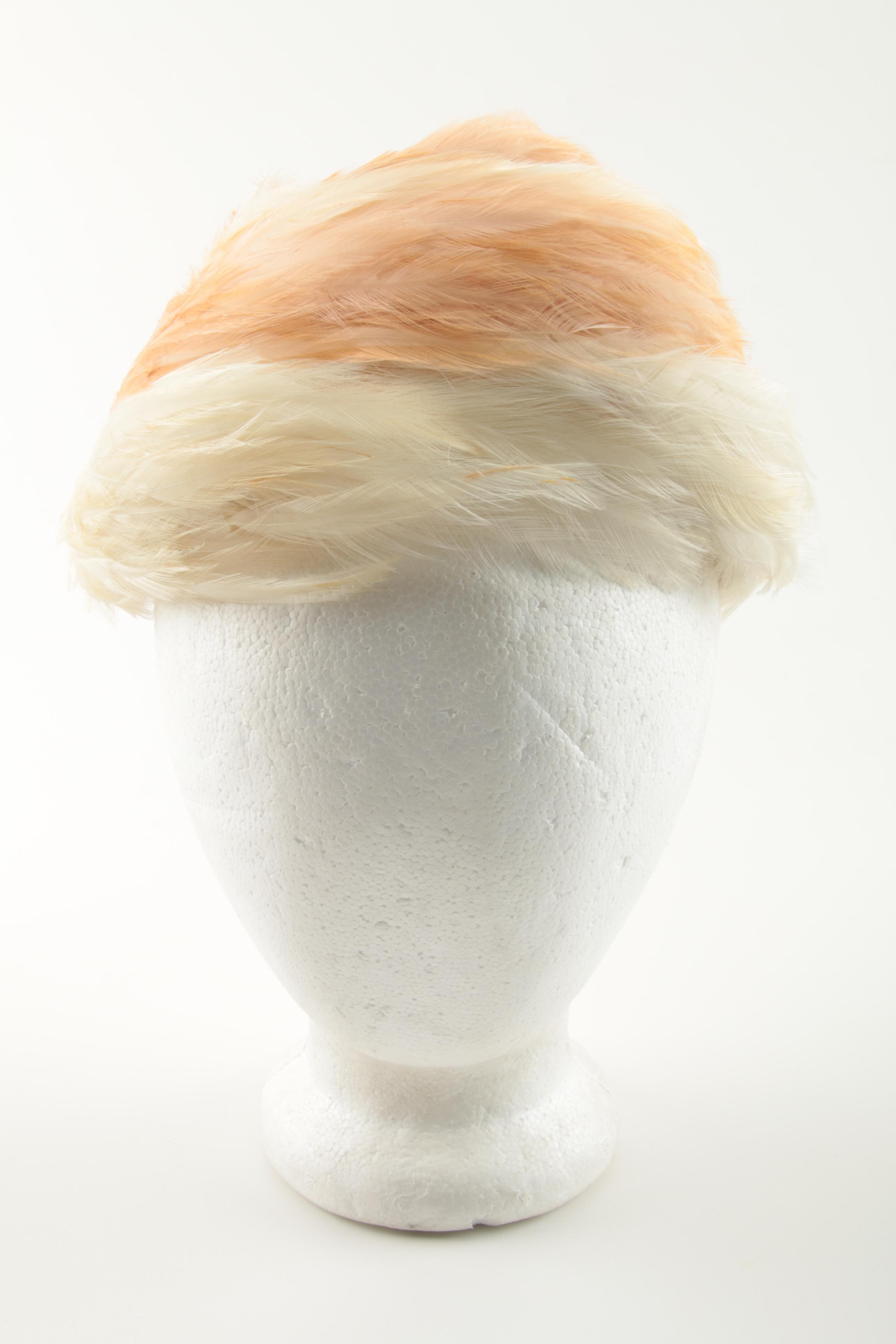 1960s Vintage Feathered Hats and Hairpiece