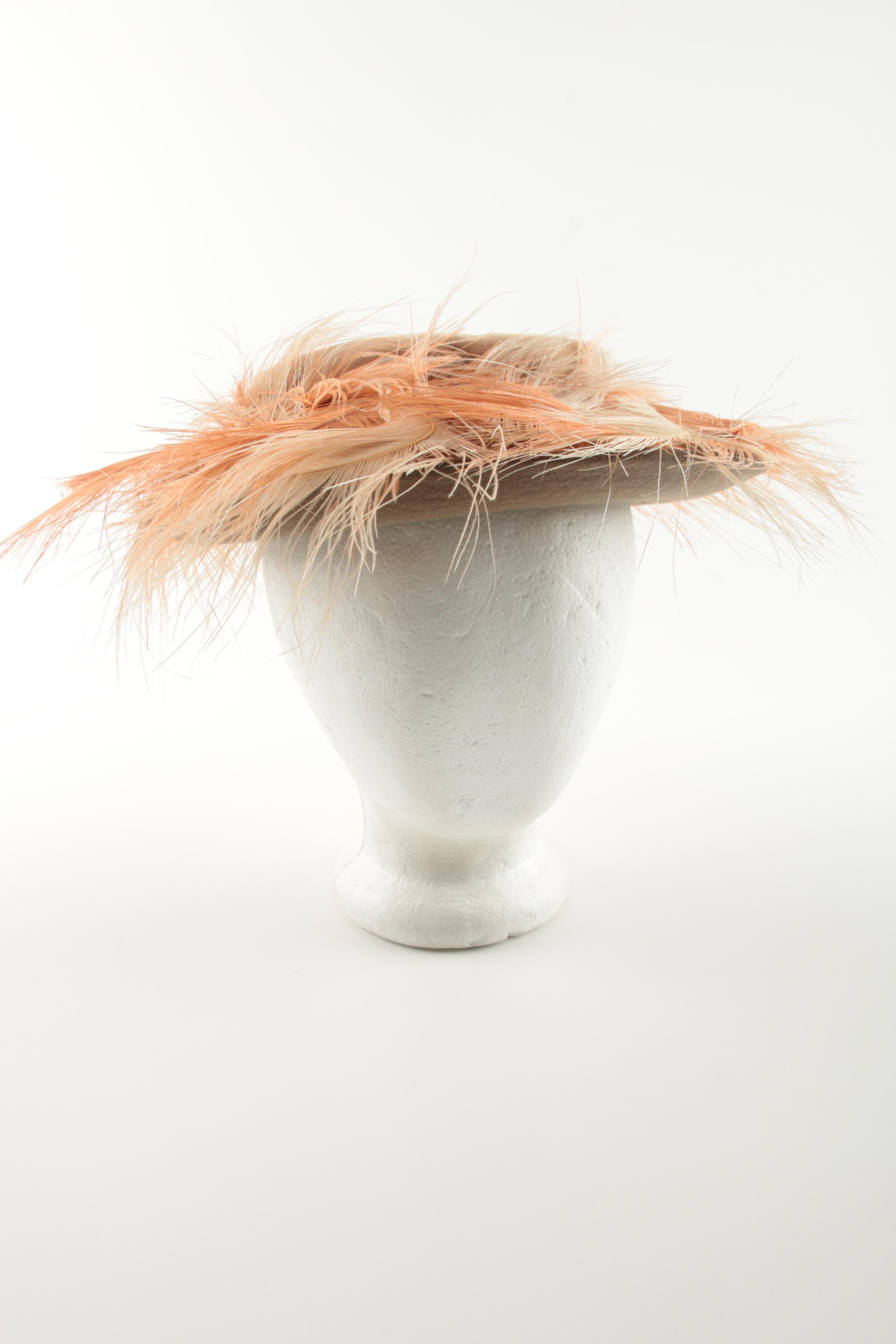 1960s Vintage Feathered Hats and Hairpiece