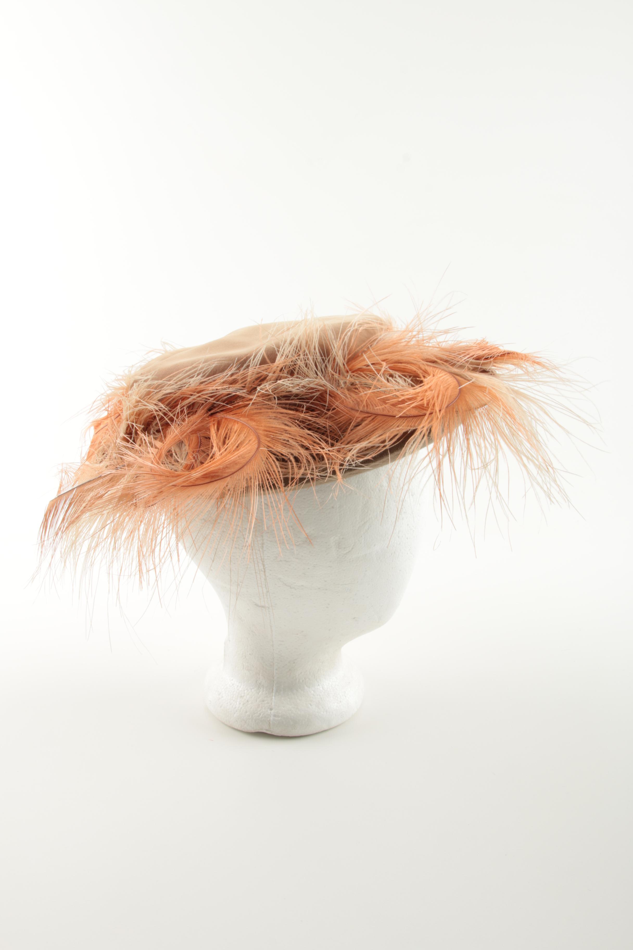 1960s Vintage Feathered Hats and Hairpiece