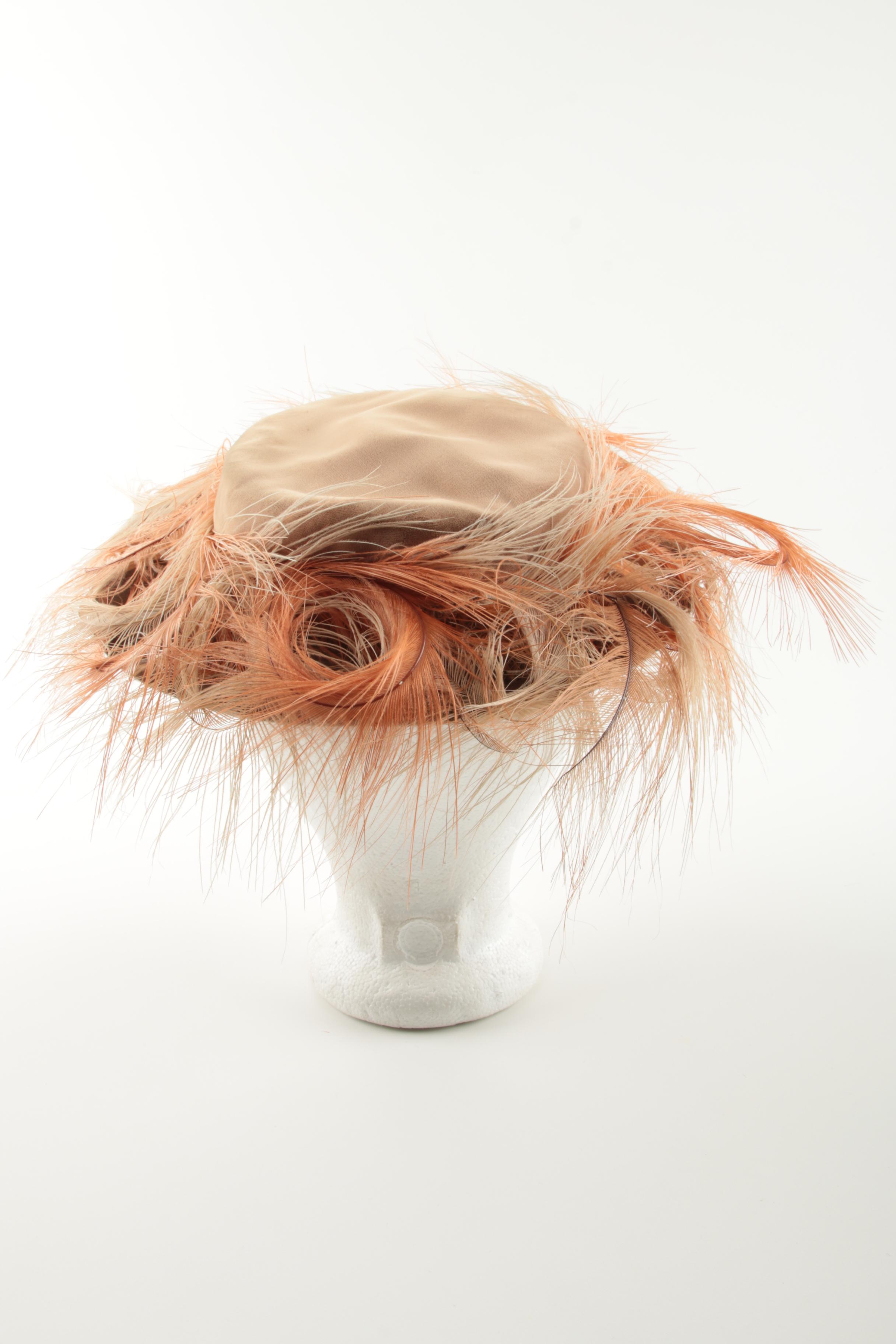 1960s Vintage Feathered Hats and Hairpiece