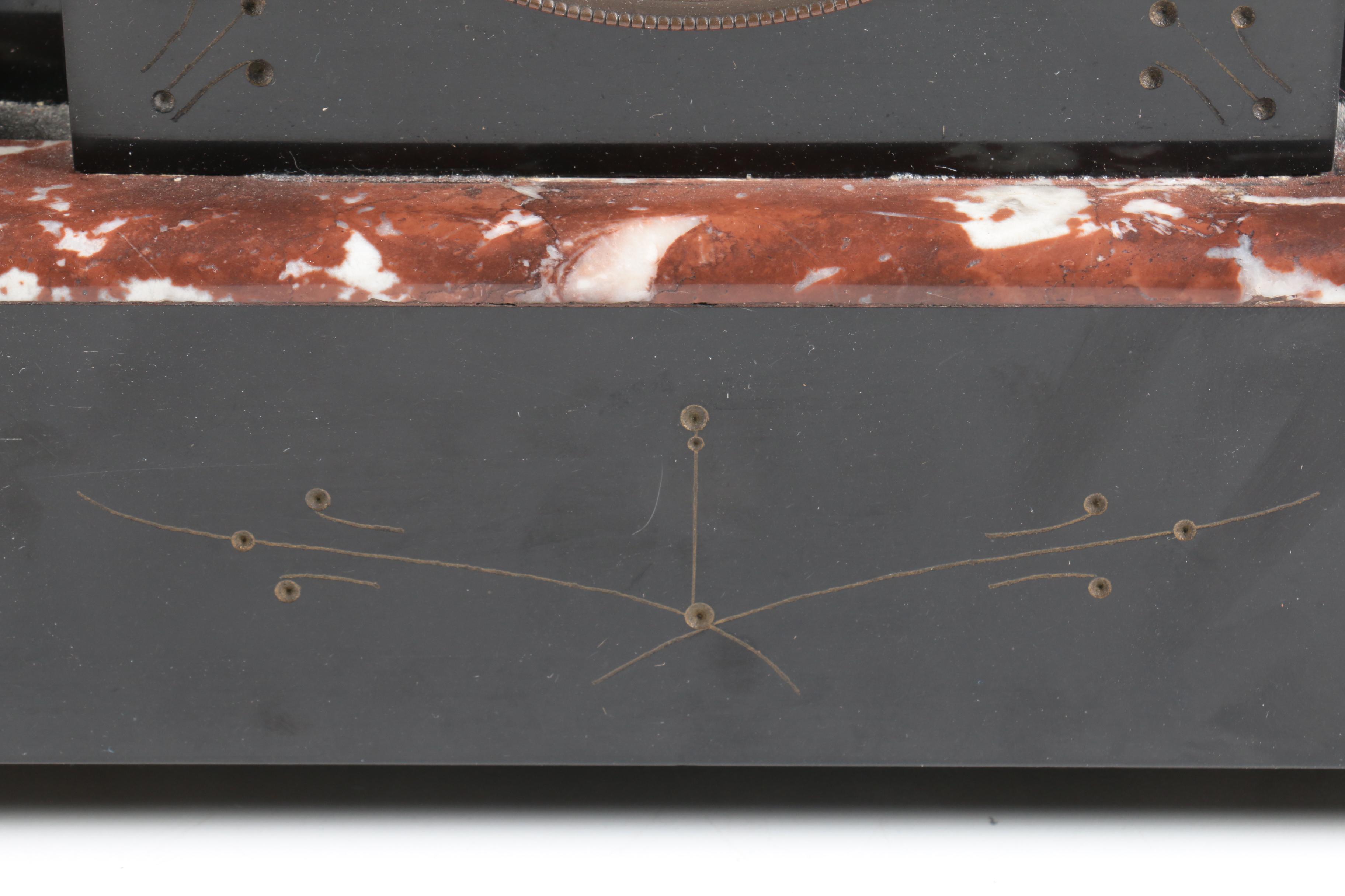 Art Deco Slate and Marble Garniture Set