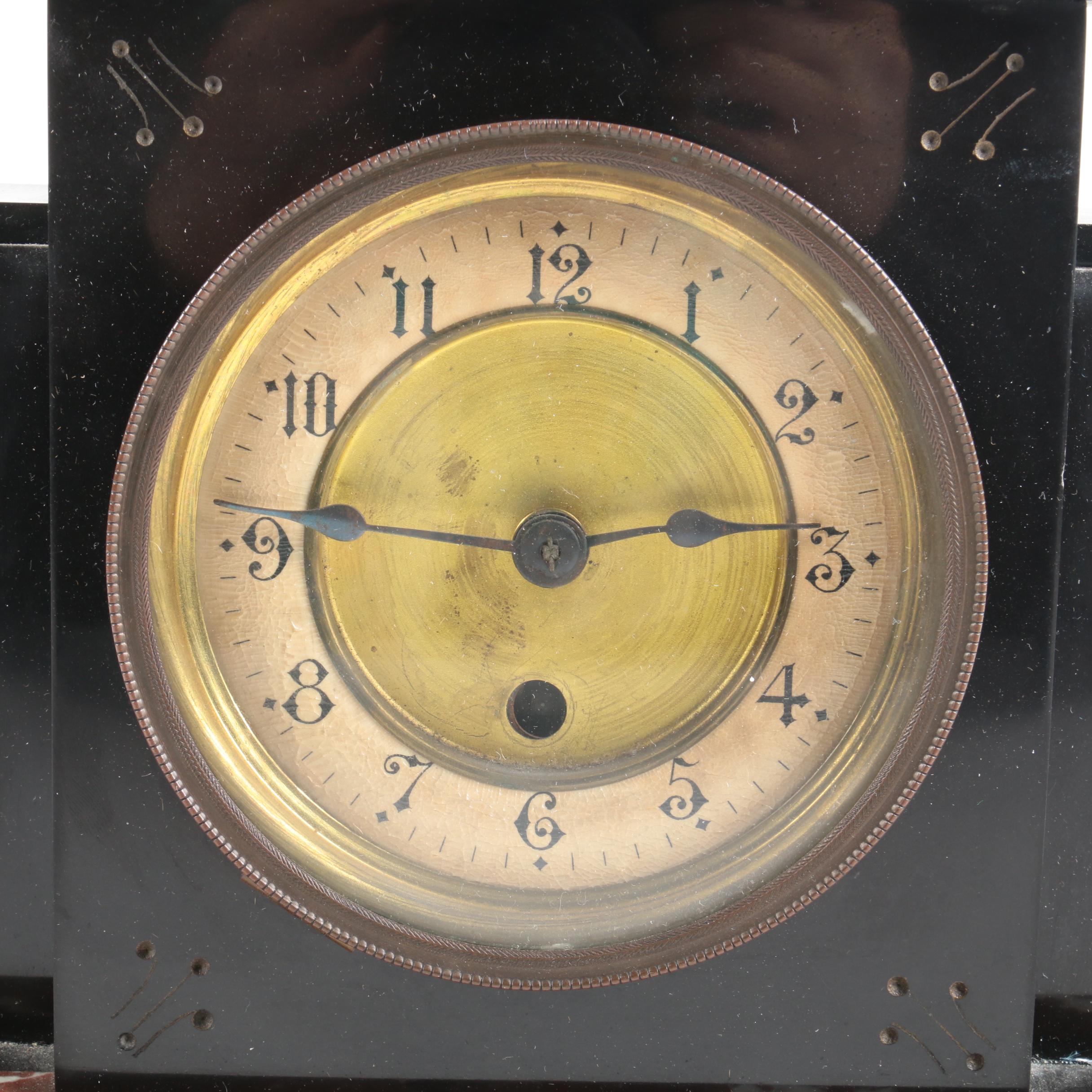 Art Deco Slate and Marble Garniture Set